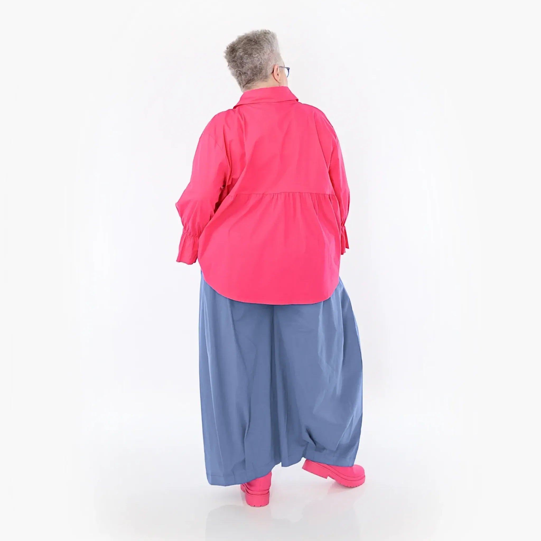  AKH Fashion Bluse in gerundeter Form, aus Baumwolle, 1482.07062, Fuchsia, Ausgefallen