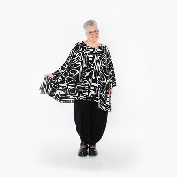  A-Form Bigshirt von AKH Fashion aus Viskose, 1487.07069, Schwarz/Weiß, Pinselstrich, Schick