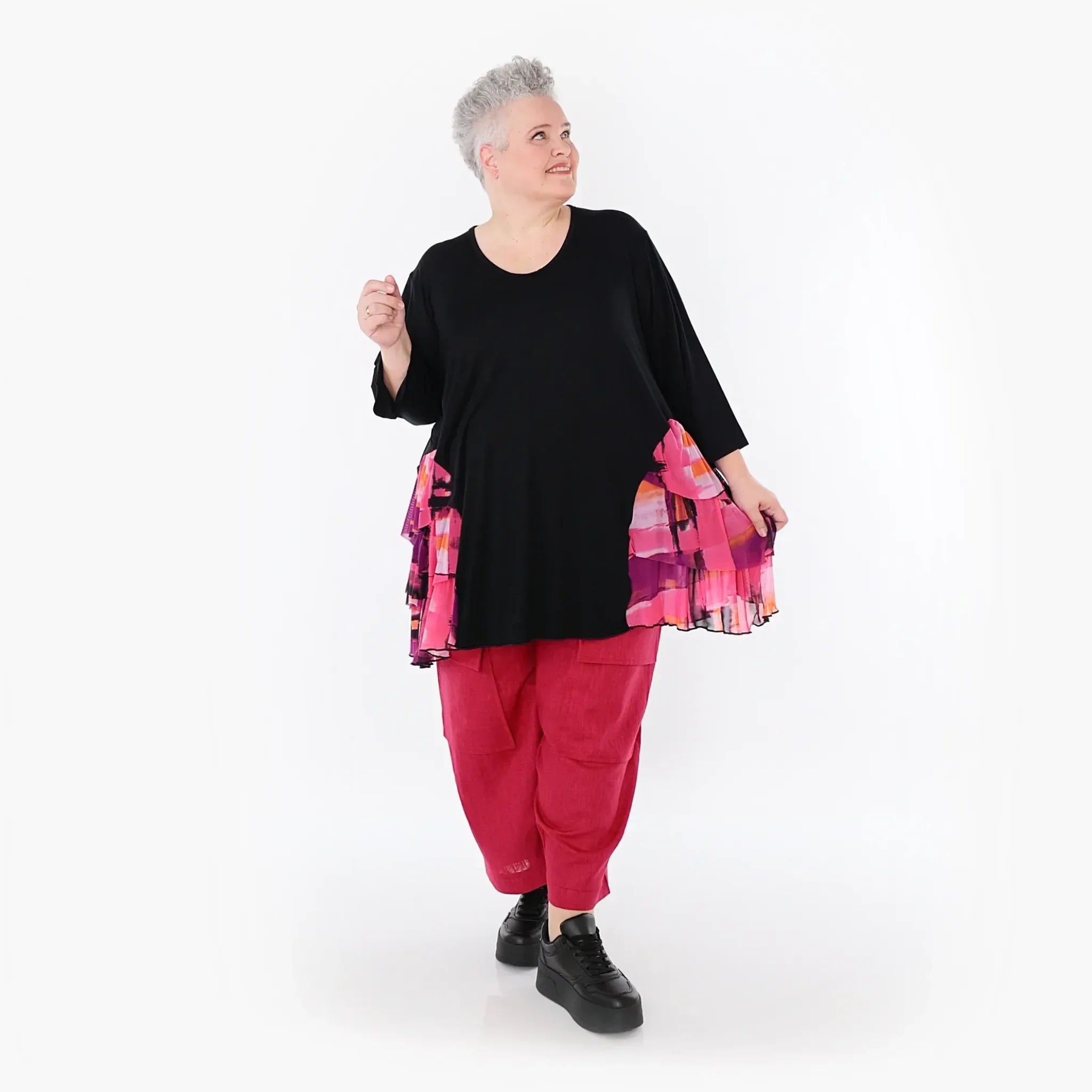  A-Form Shirt von AKH Fashion aus Viskose, 1488.06862, Schwarz/Multi, Grafik, Ausgefallen