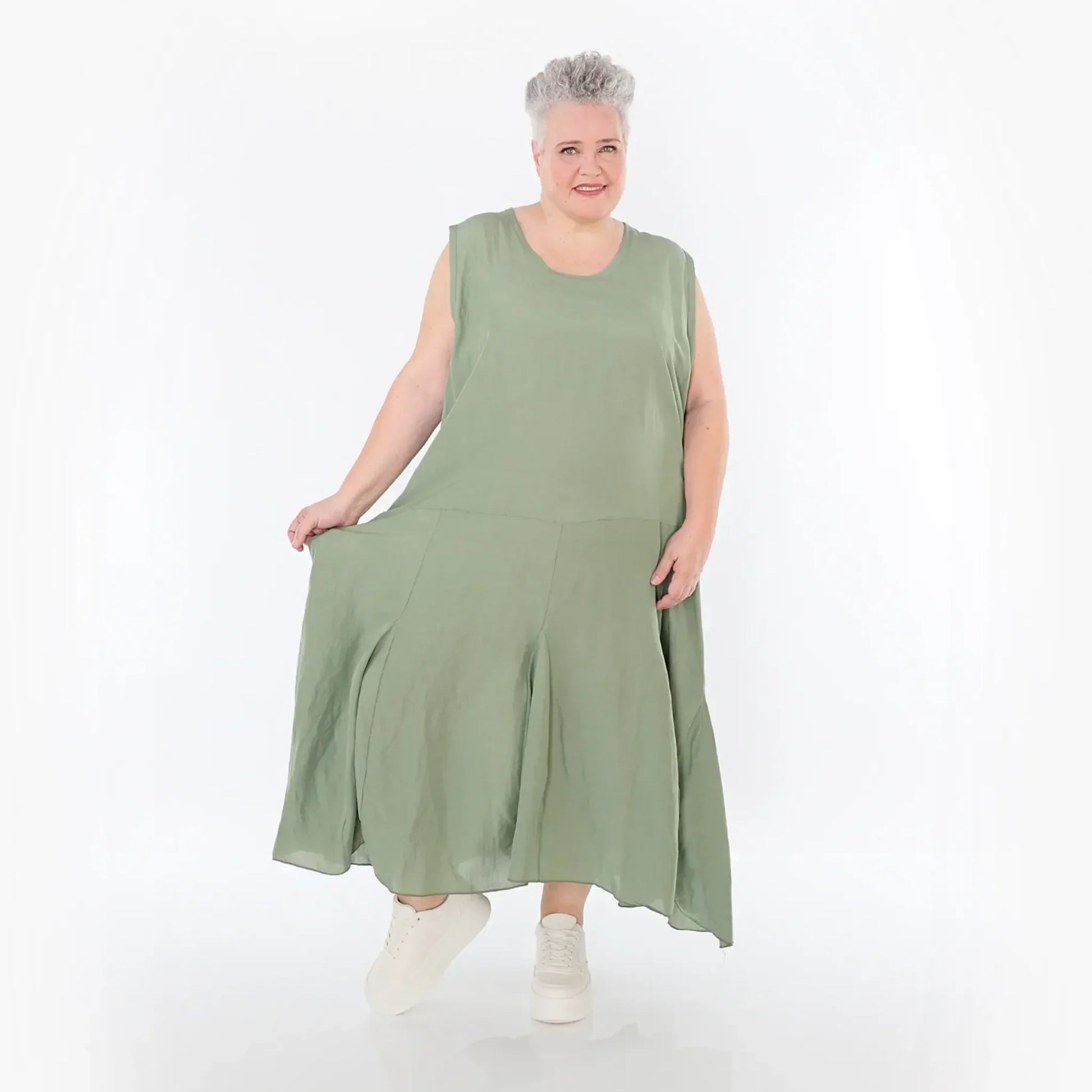  Ballonkleid von AKH Fashion aus Viskose, 1490.06972, Khaki, Ausgefallen, Zeitlos, Schick