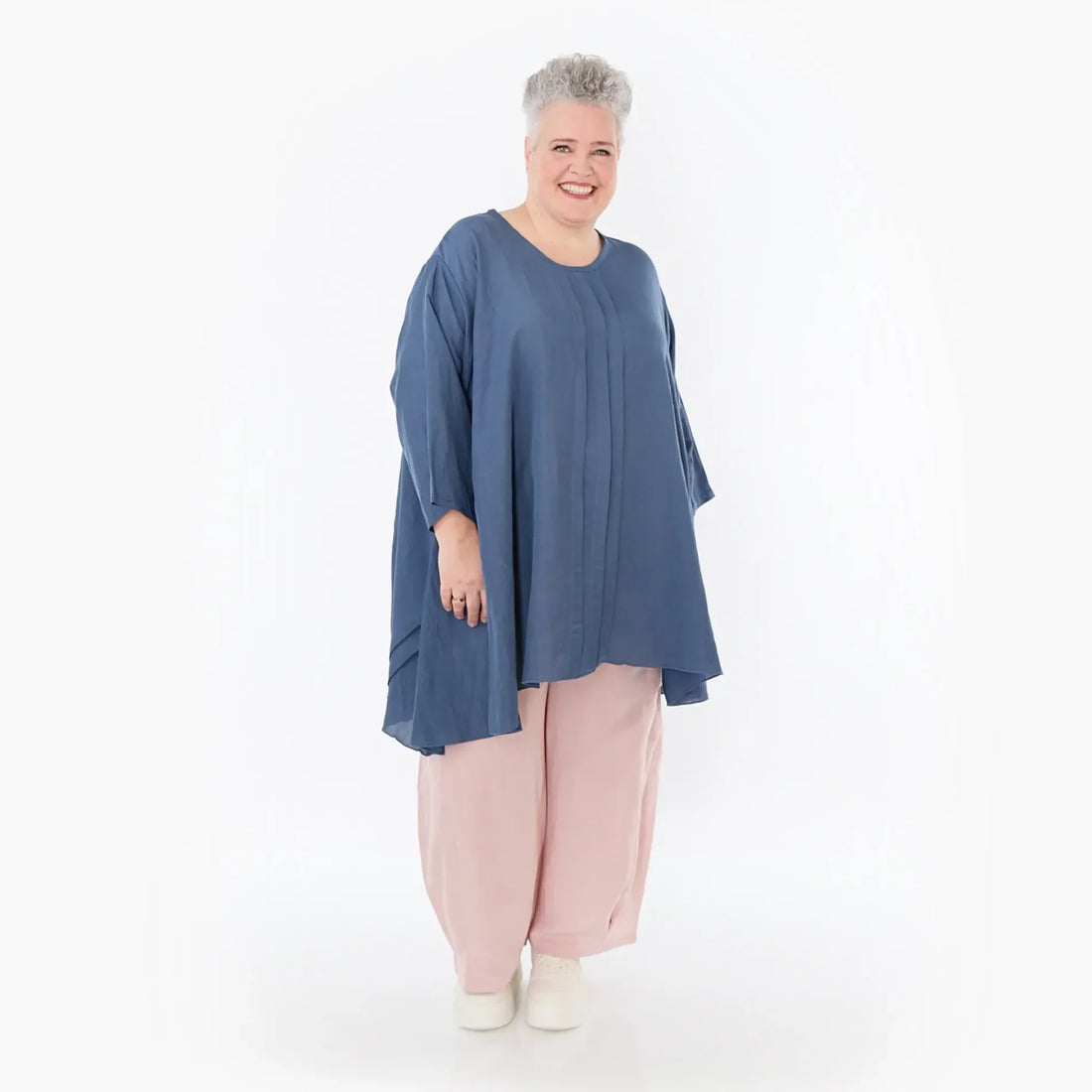  A-Form Bigshirt von AKH Fashion aus Viskose, 1490.07069, Azurblau, Ausgefallen, Zeitlos