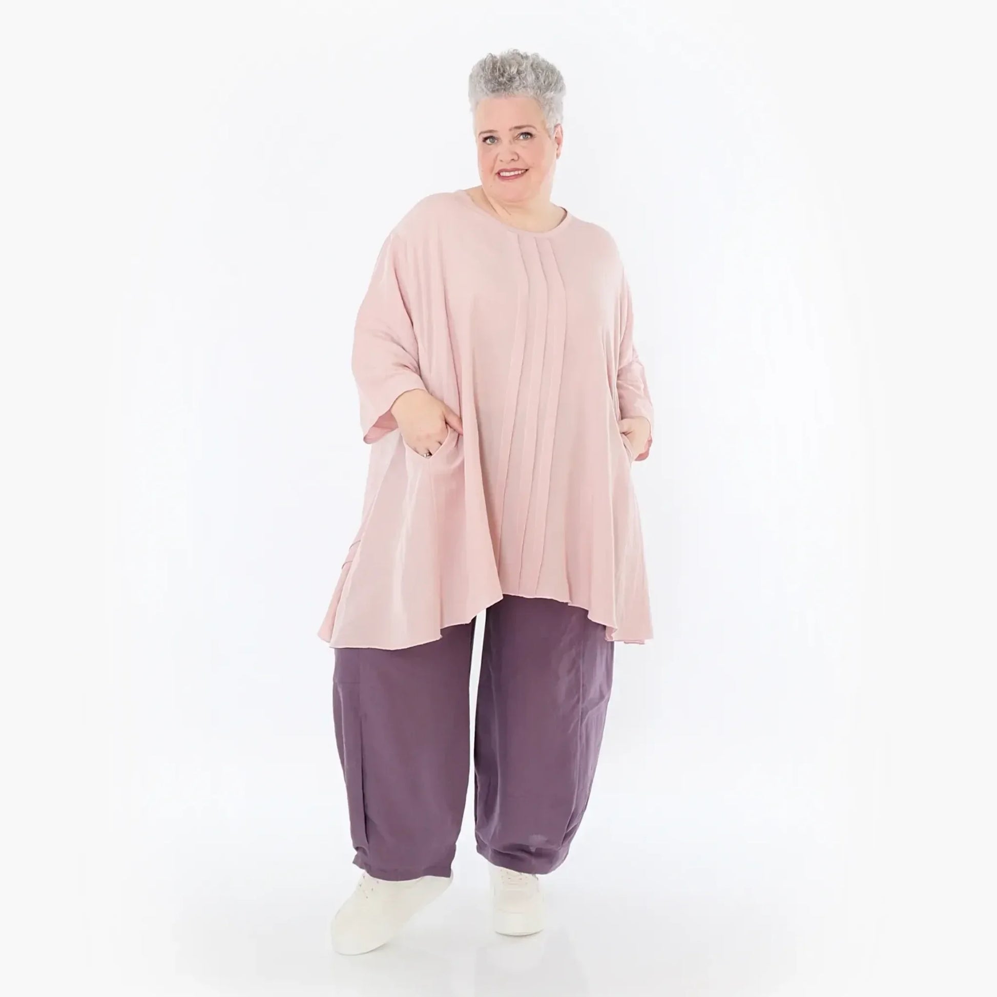  A-Form Bigshirt von AKH Fashion aus Viskose, 1490.07069, Mauve, Ausgefallen, Zeitlos, Schick