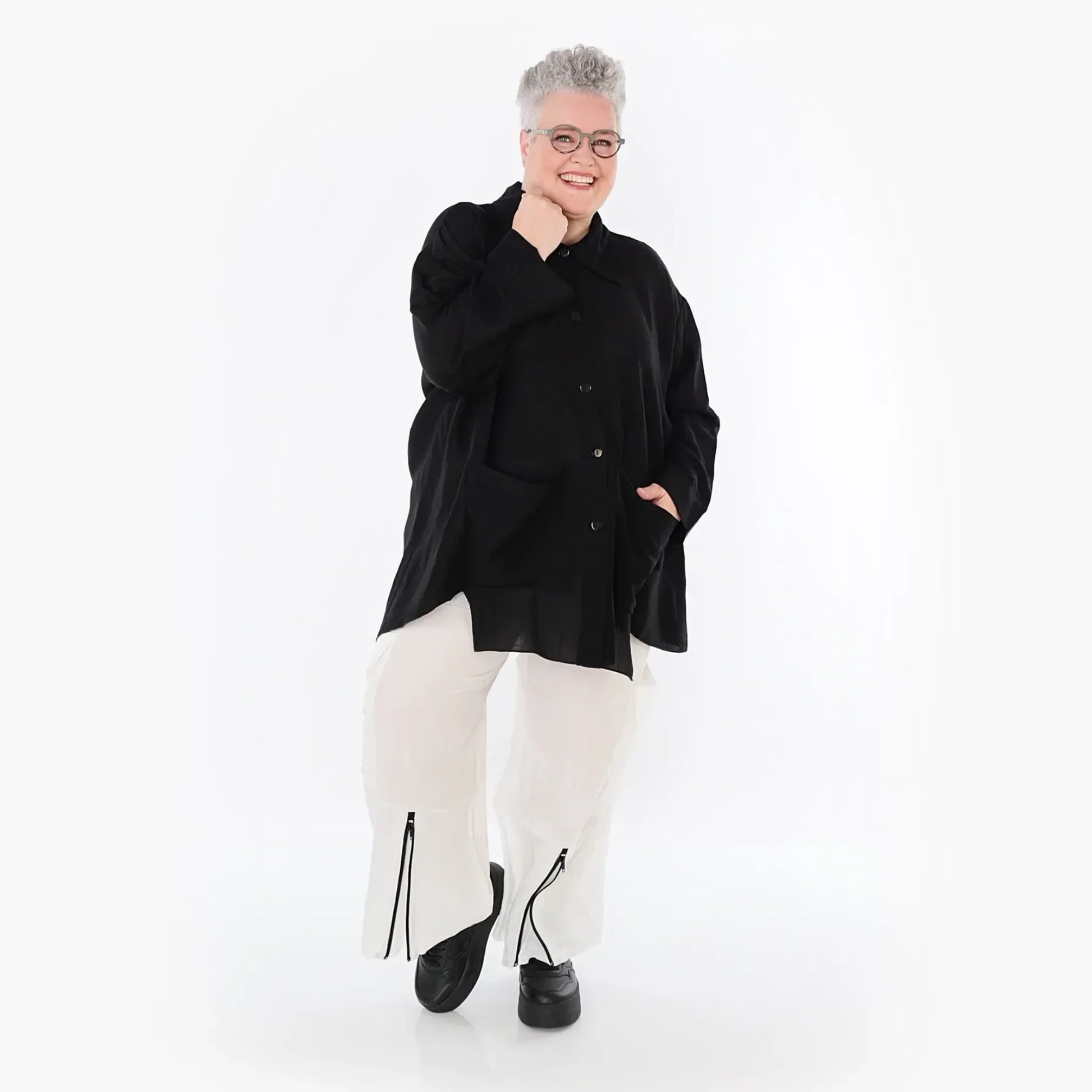  AKH Fashion Hose in gerader Form, aus Viskose, 1490.07076, Weiß, Ausgefallen, Zeitlos