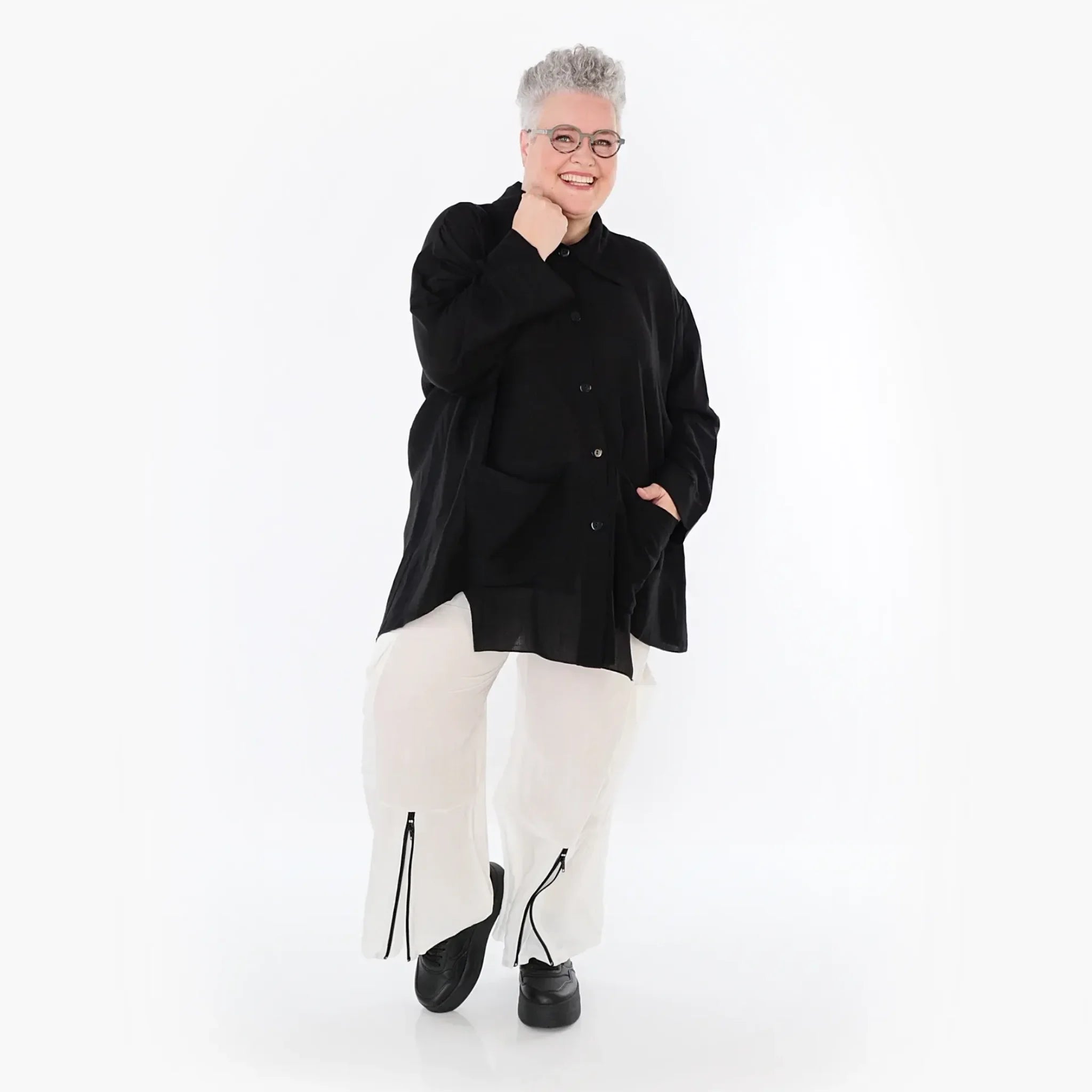  AKH Fashion Hose in gerader Form, aus Viskose, 1490.07076, Weiß, Ausgefallen, Zeitlos