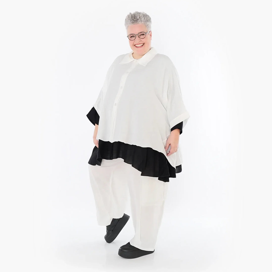 AKH Fashion Jacke in gerundeter Form, aus Viskose, 1490.07092, Weiß, Ausgefallen, Zeitlos