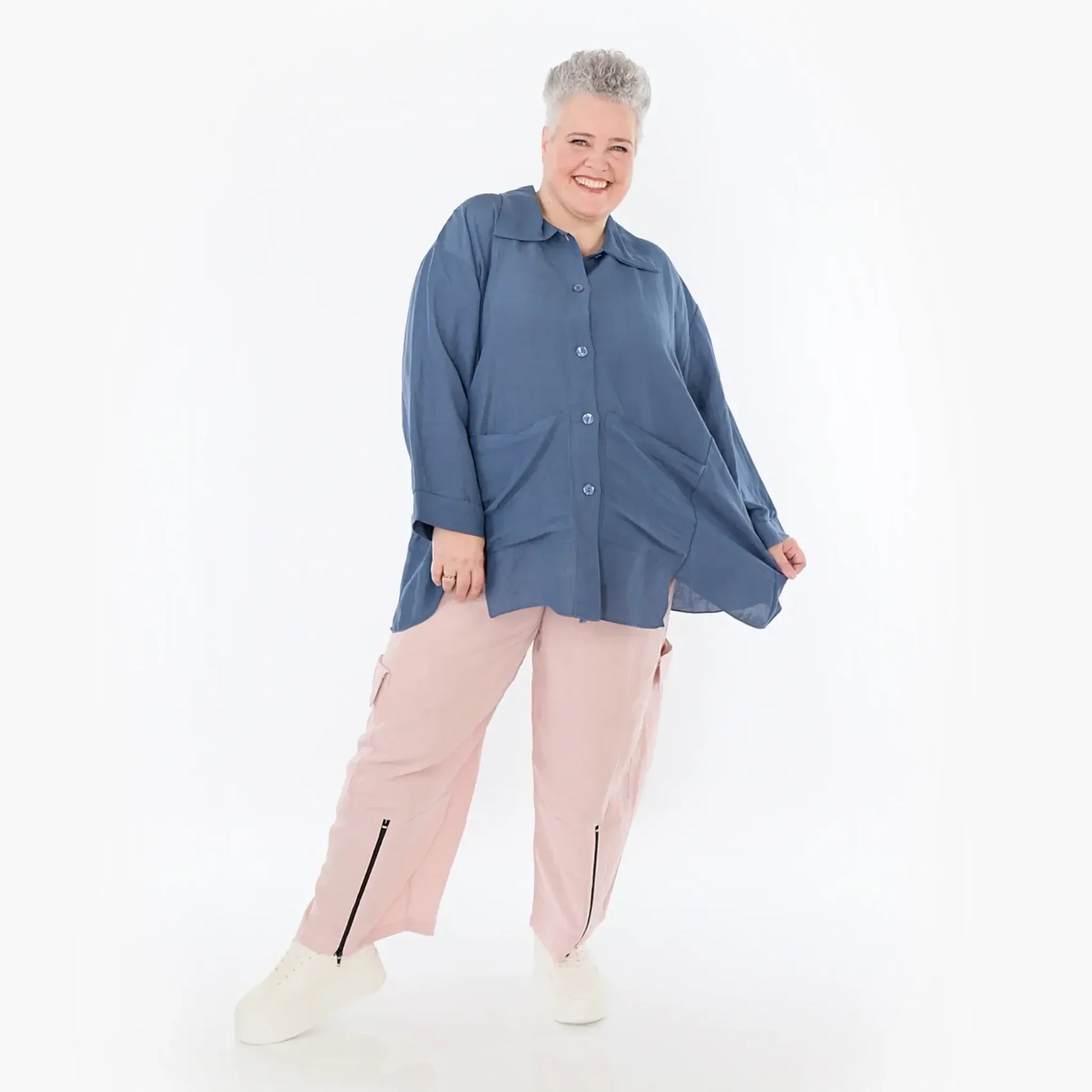  A-Form Jacke von AKH Fashion aus Viskose, 1490.07095, Azurblau, Ausgefallen, Zeitlos
