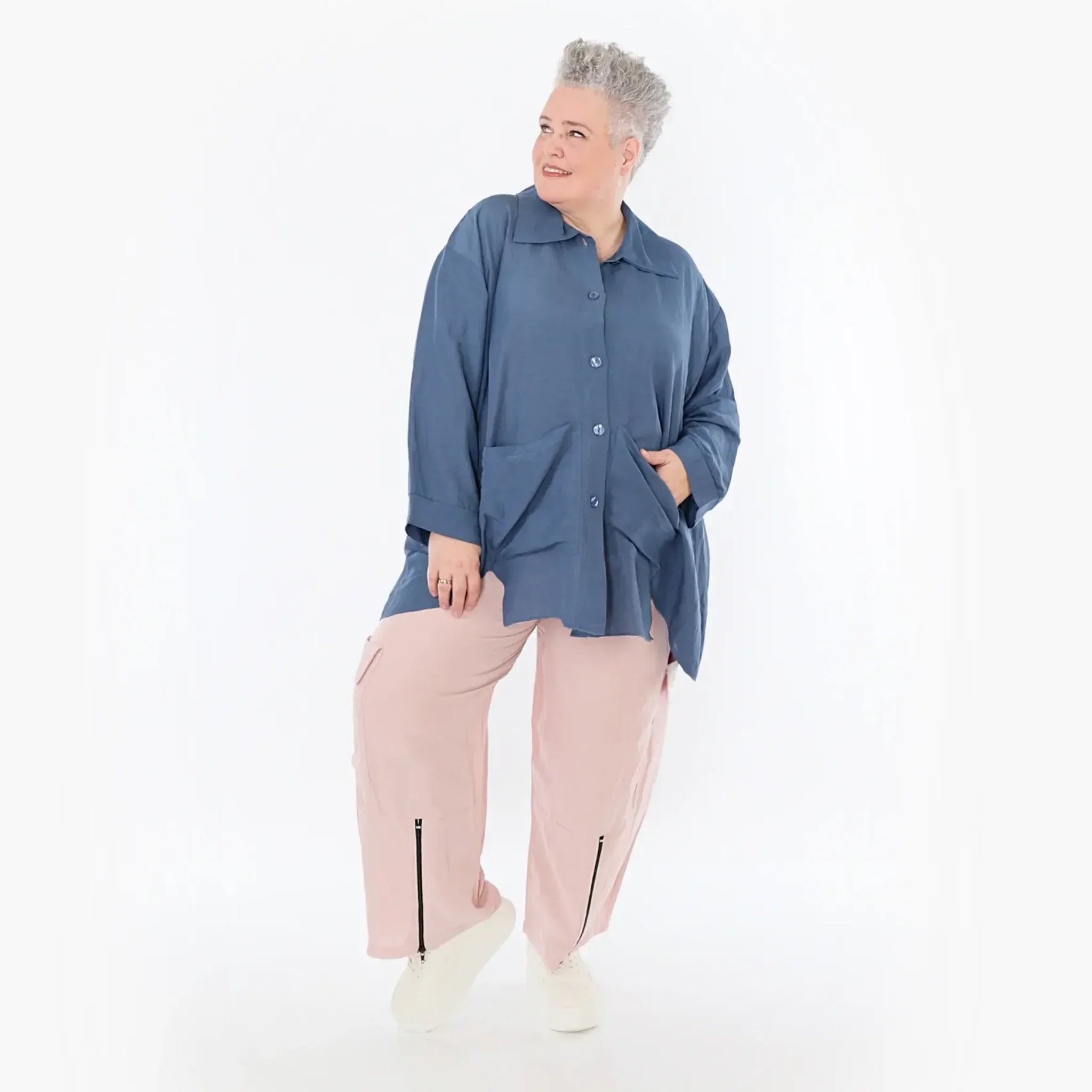  A-Form Jacke von AKH Fashion aus Viskose, 1490.07095, Azurblau, Ausgefallen, Zeitlos