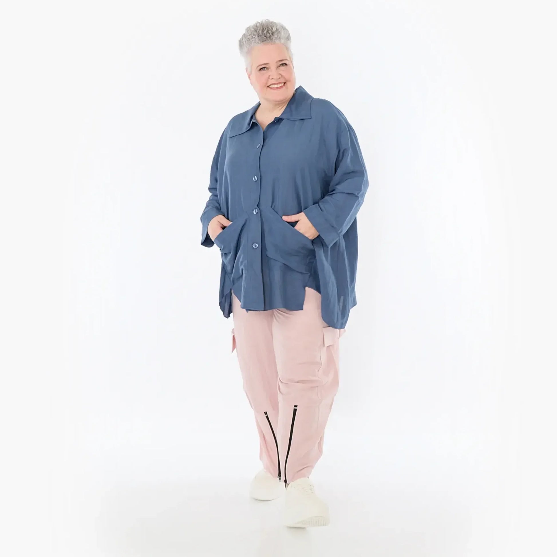  A-Form Jacke von AKH Fashion aus Viskose, 1490.07095, Azurblau, Ausgefallen, Zeitlos