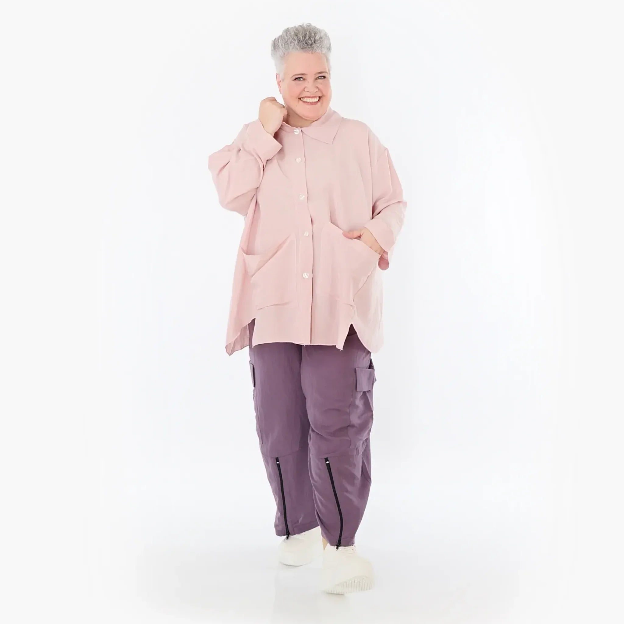  A-Form Jacke von AKH Fashion aus Viskose, 1490.07095, Mauve, Ausgefallen, Zeitlos, Schick