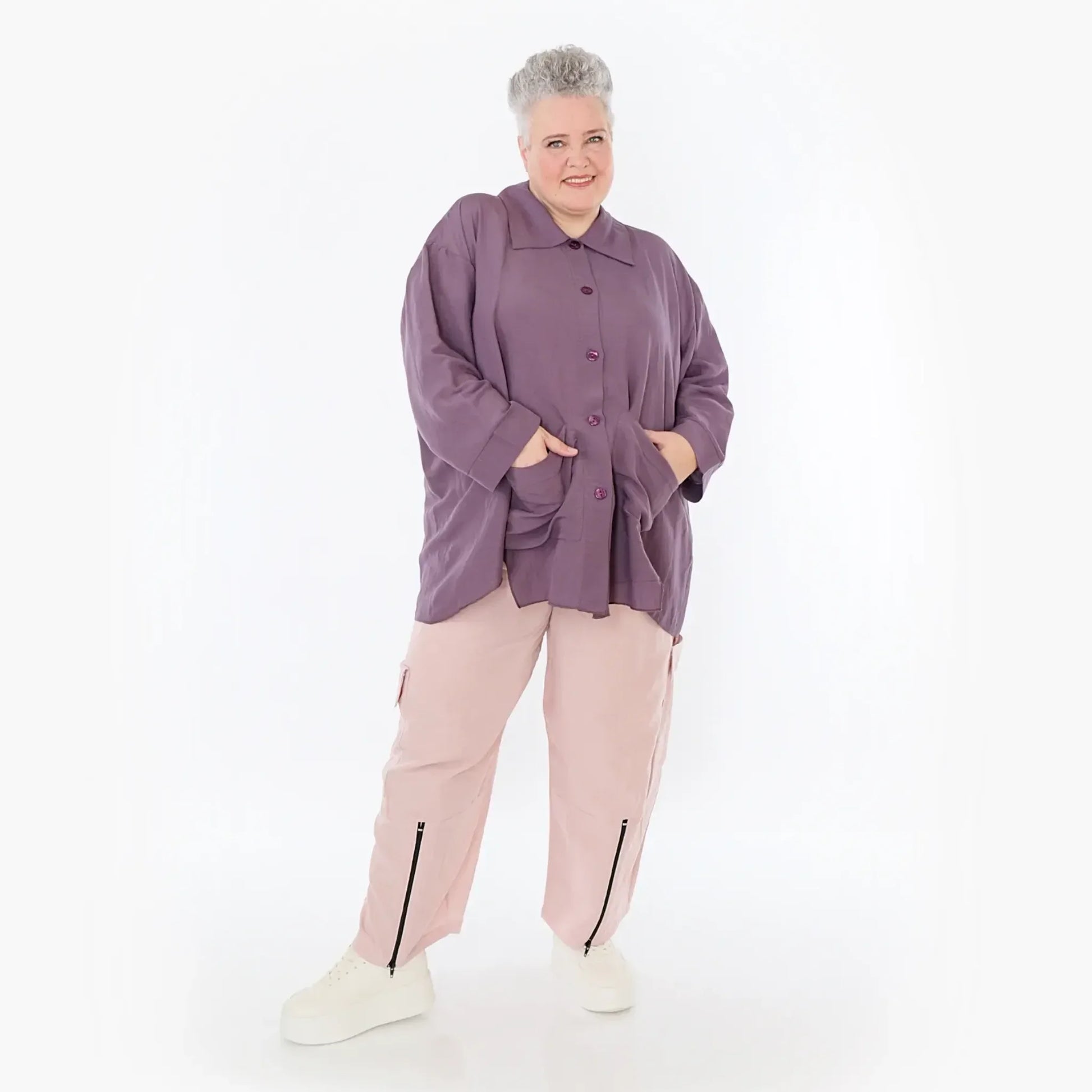  A-Form Jacke von AKH Fashion aus Viskose, 1490.07095, Pflaume, Ausgefallen, Zeitlos