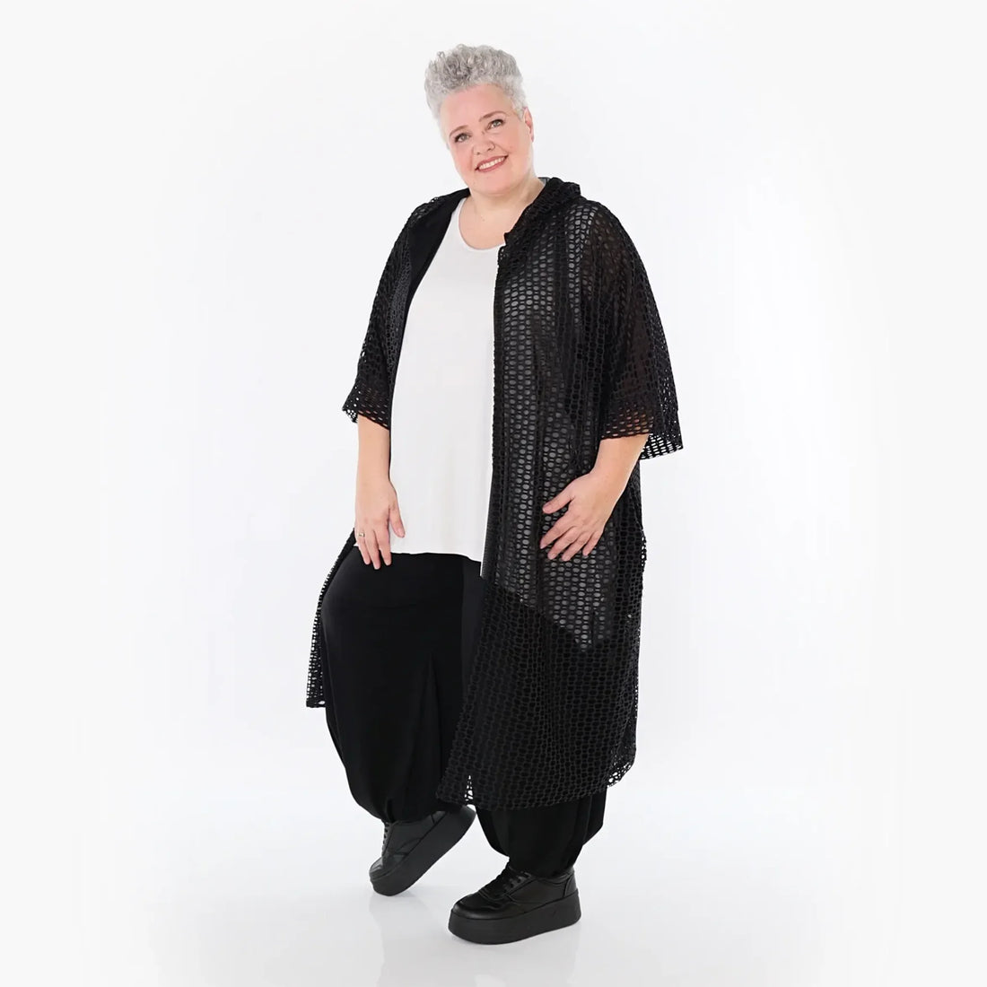  AKH Fashion Weste in gerader Form, aus Polyester, 1492.07068, Schwarz, Ausgefallen, Schick