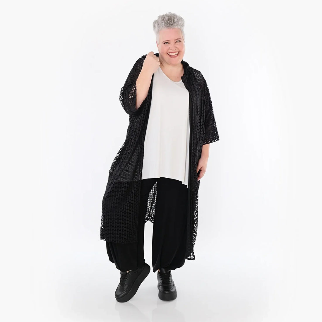  AKH Fashion Weste in gerader Form, aus Polyester, 1492.07068, Schwarz, Ausgefallen, Schick