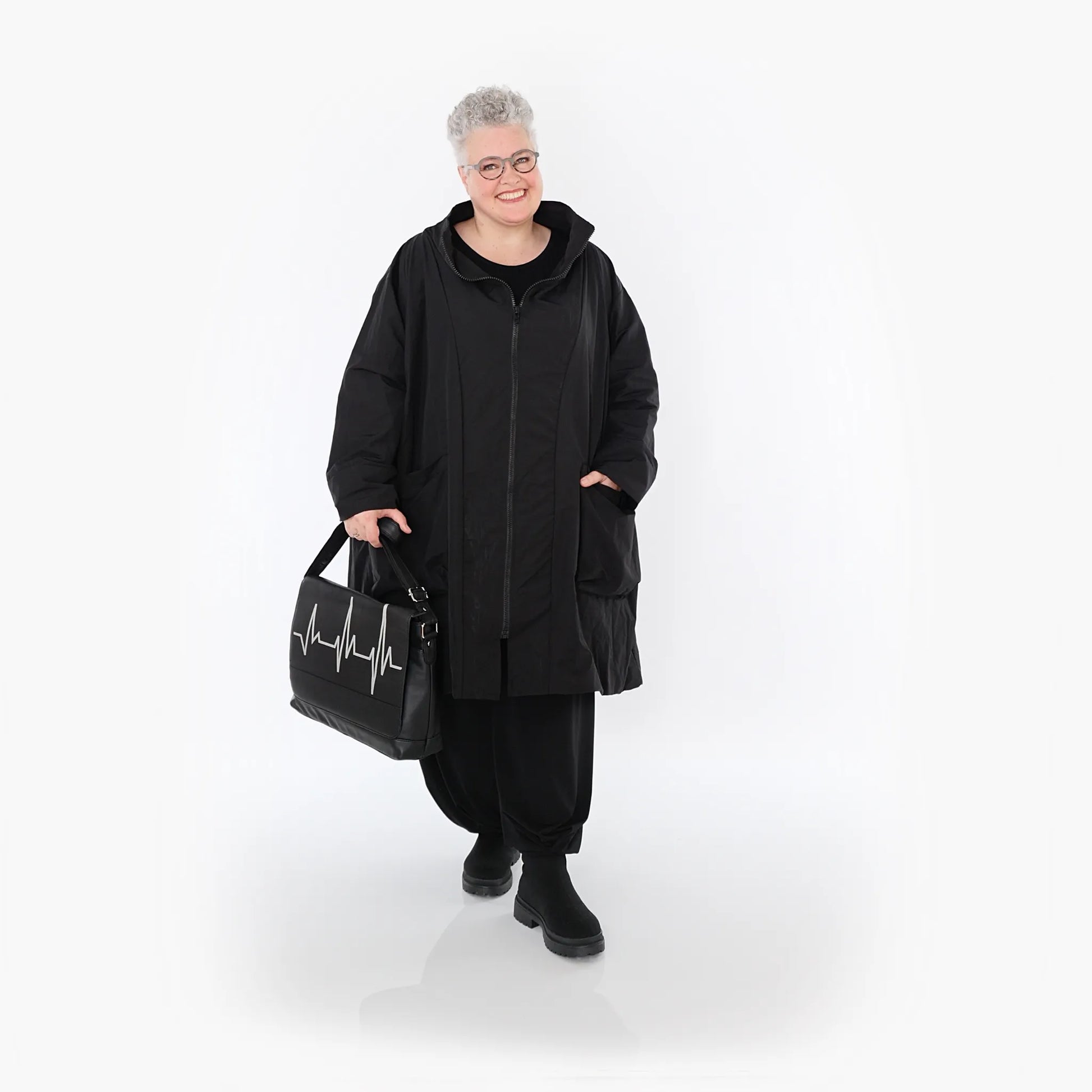  AKH Fashion Mantel in Vokuhila-Form, aus Baumwolle, 1493.02276, Schwarz, Ausgefallen