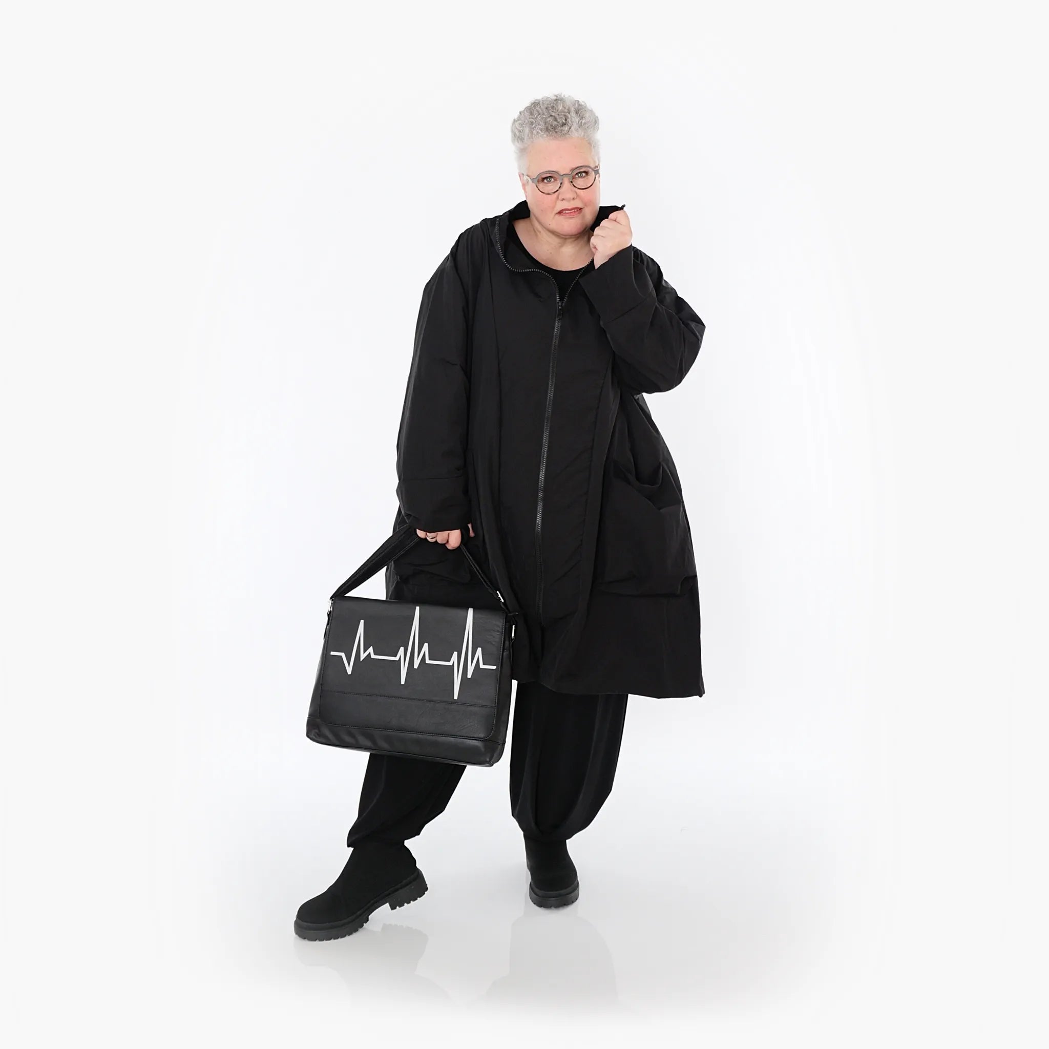  AKH Fashion Mantel in Vokuhila-Form, aus Baumwolle, 1493.02276, Schwarz, Ausgefallen