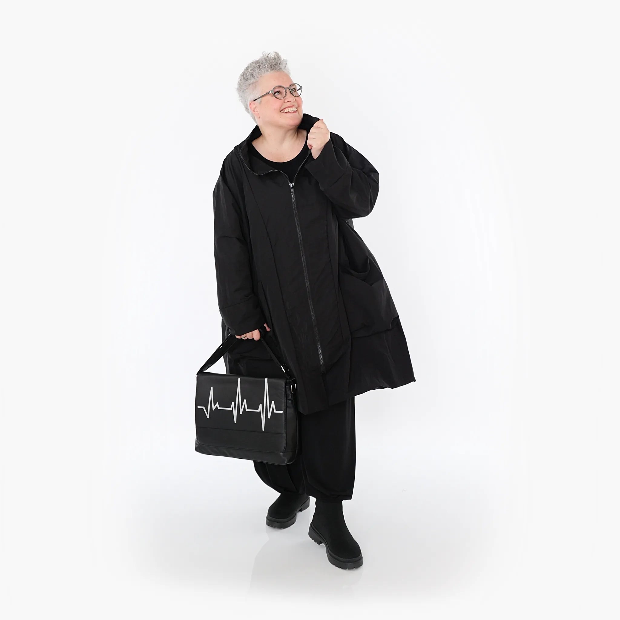  AKH Fashion Mantel in Vokuhila-Form, aus Baumwolle, 1493.02276, Schwarz, Ausgefallen