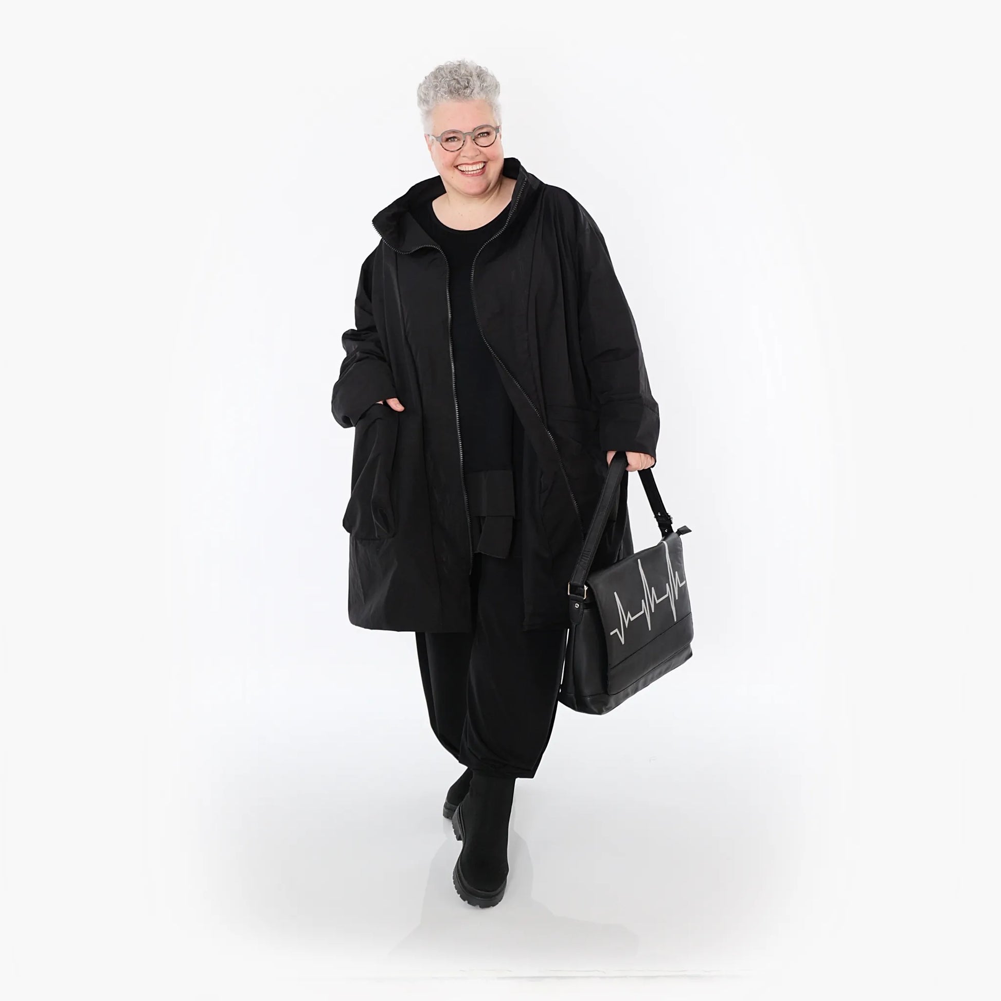  AKH Fashion Mantel in Vokuhila-Form, aus Baumwolle, 1493.02276, Schwarz, Ausgefallen