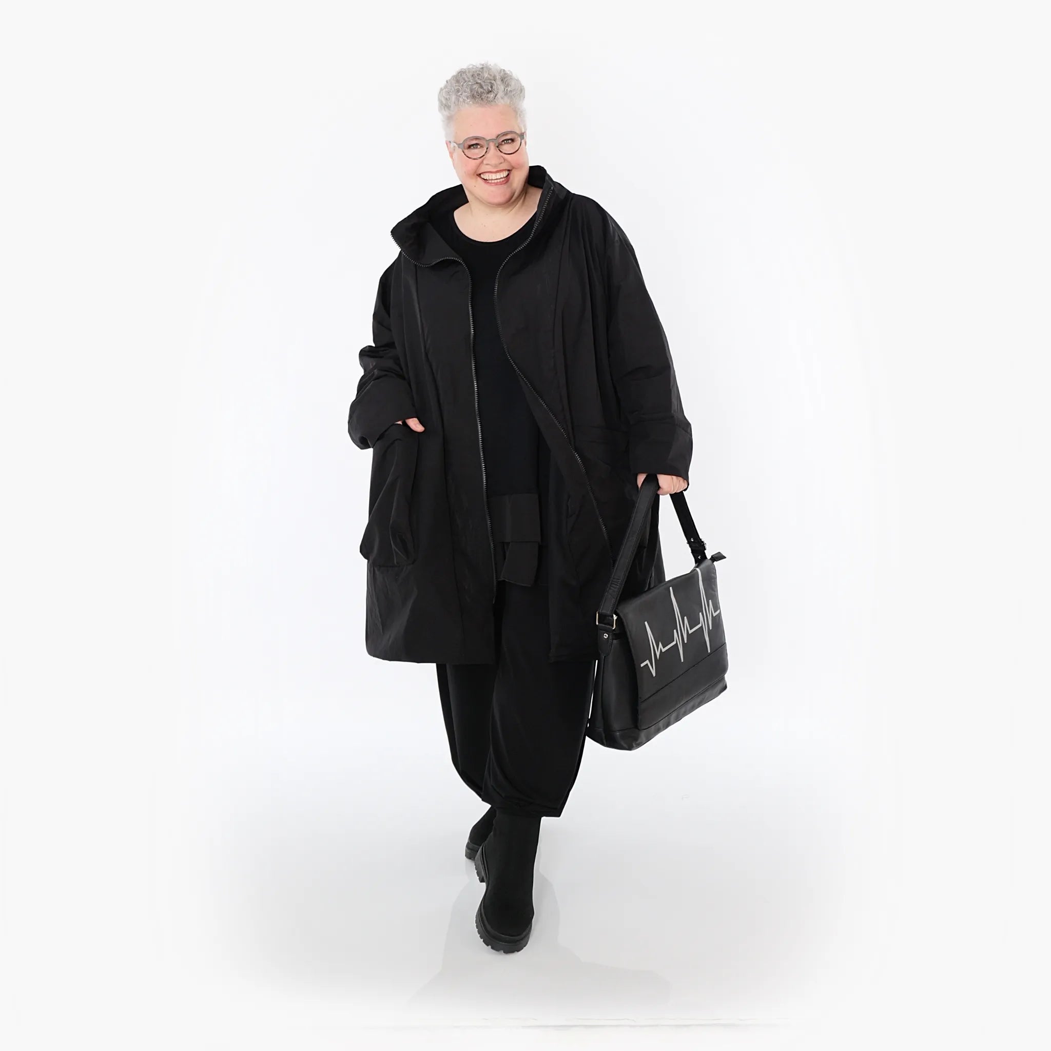  AKH Fashion Mantel in Vokuhila-Form, aus Baumwolle, 1493.02276, Schwarz, Ausgefallen