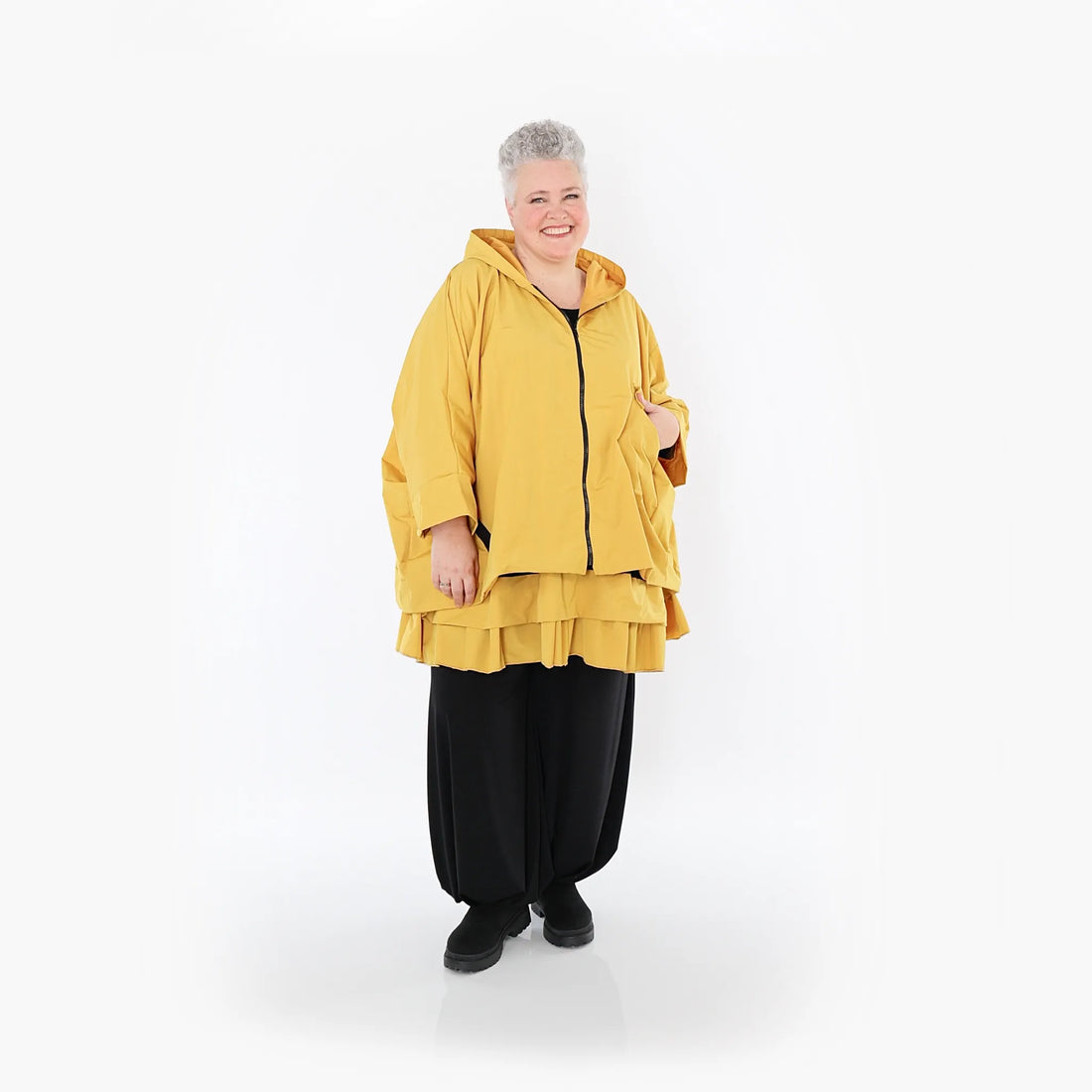  AKH Fashion Jacke in kastiger Form, aus Baumwolle, 1493.07076, Honiggelb, Ausgefallen