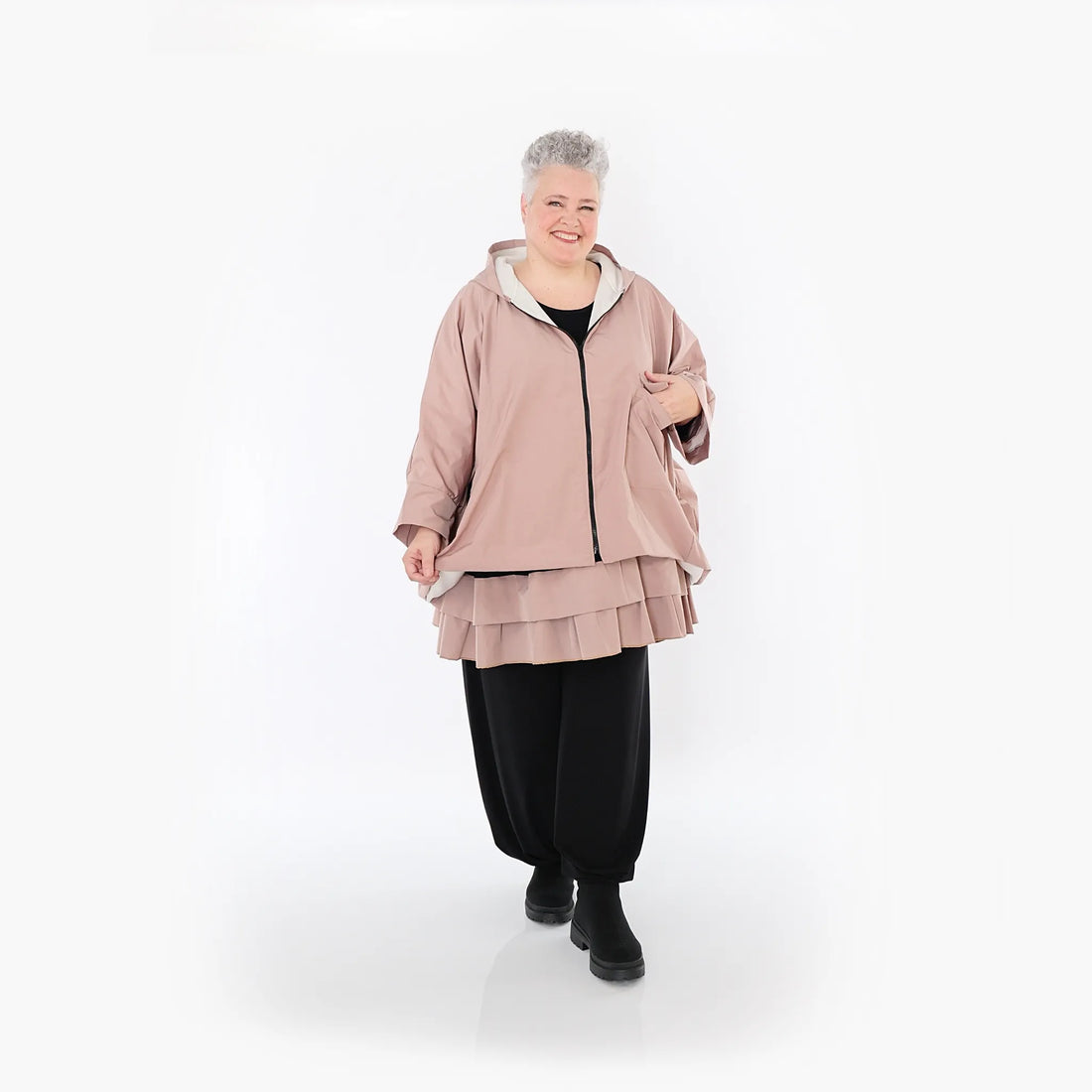  AKH Fashion Jacke in kastiger Form, aus Baumwolle, 1493.07076, Mauve, Ausgefallen, Zeitlos