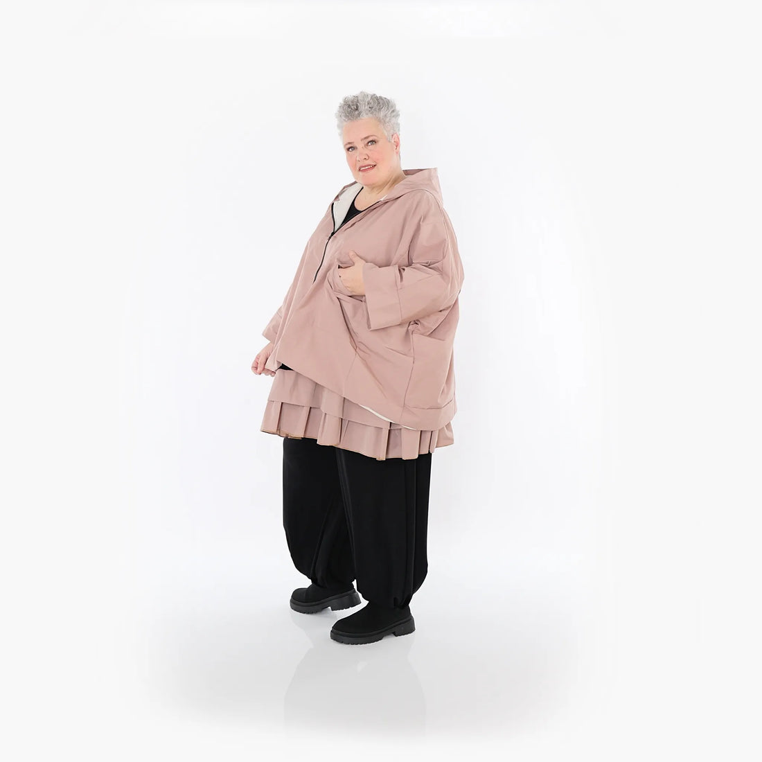  AKH Fashion Jacke in kastiger Form, aus Baumwolle, 1493.07076, Mauve, Ausgefallen, Zeitlos