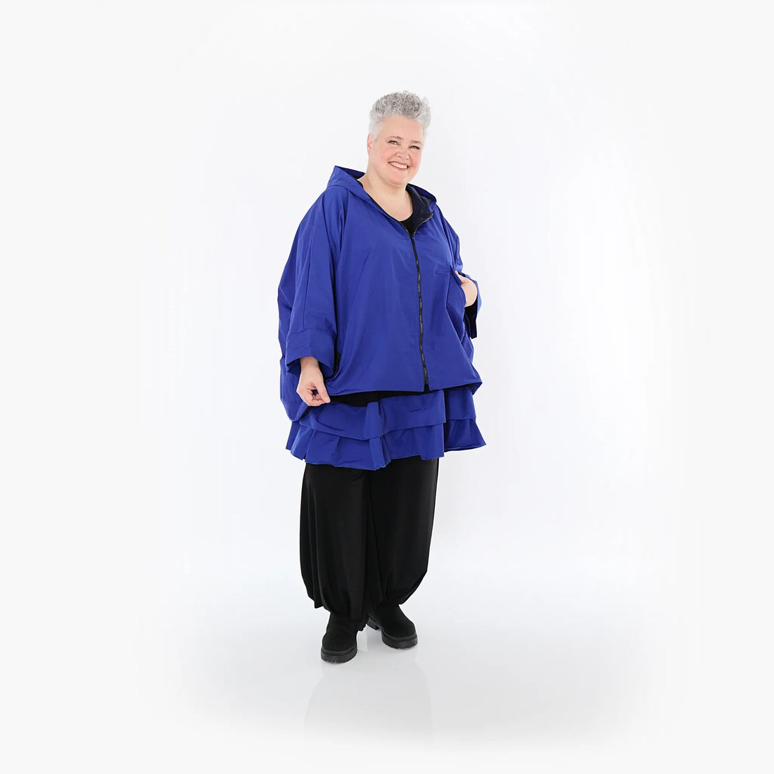 AKH Fashion Jacke in kastiger Form, aus Baumwolle, 1493.07076, Royalblau, Ausgefallen