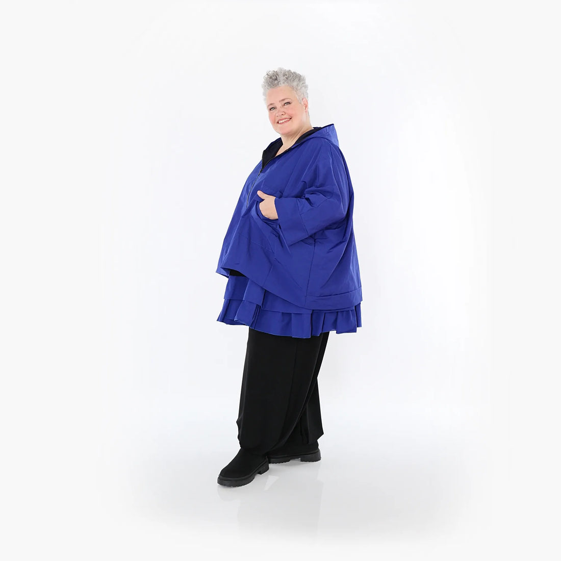  AKH Fashion Jacke in kastiger Form, aus Baumwolle, 1493.07076, Royalblau, Ausgefallen