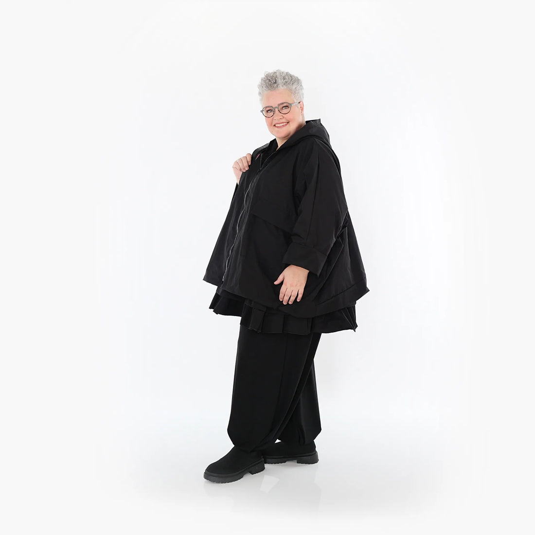  AKH Fashion Jacke in kastiger Form, aus Baumwolle, 1493.07076, Schwarz, Ausgefallen
