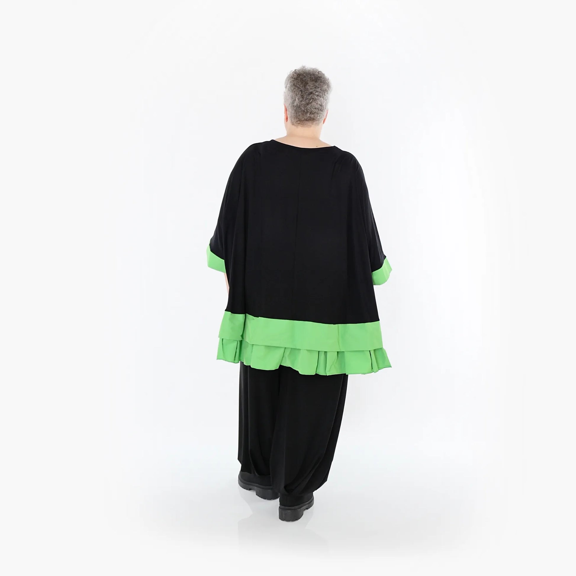  A-Form Bigshirt von AKH Fashion aus Viskose, 1493.07103, Schwarz/Grün, Ausgefallen, Zeitlos