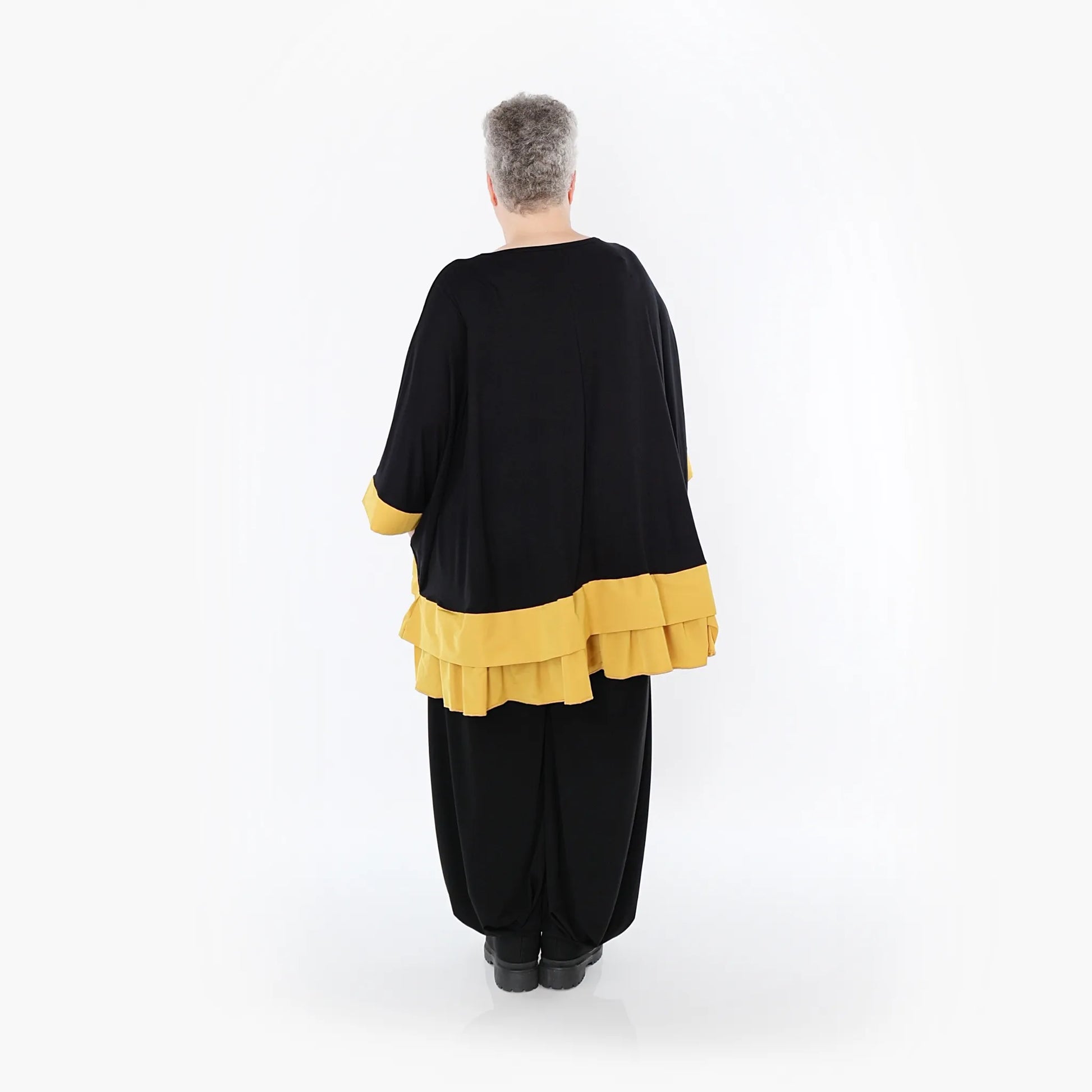  A-Form Bigshirt von AKH Fashion aus Viskose, 1493.07103, Schwarz/Honiggelb, Ausgefallen