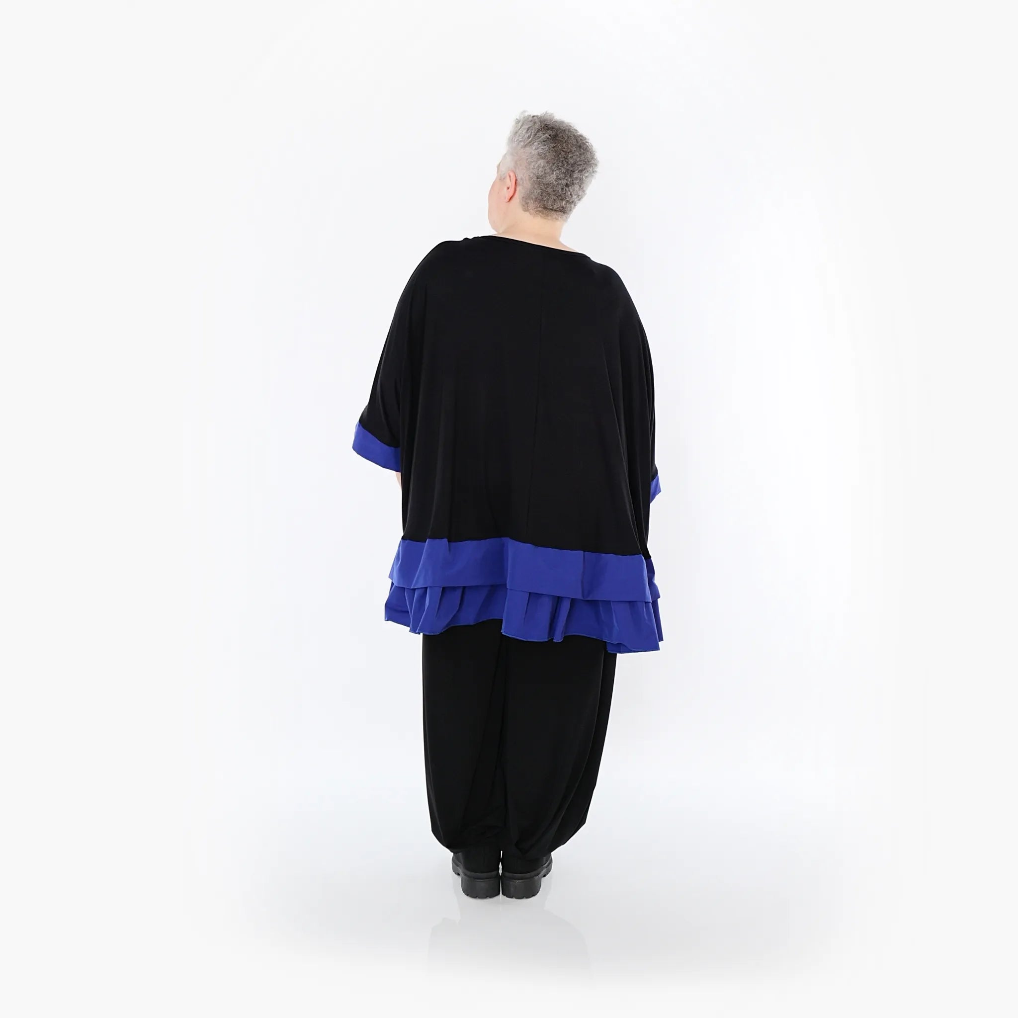  A-Form Bigshirt von AKH Fashion aus Viskose, 1493.07103, Schwarz/Royalblau, Ausgefallen