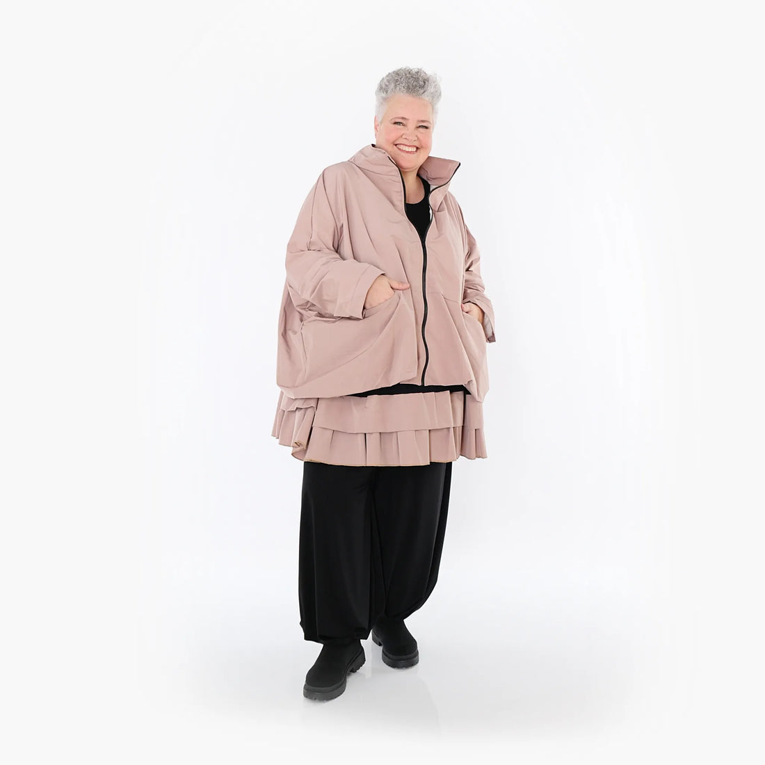  AKH Fashion Jacke in kastiger Form, aus Baumwolle, 1493.07104, Mauve, Ausgefallen, Zeitlos