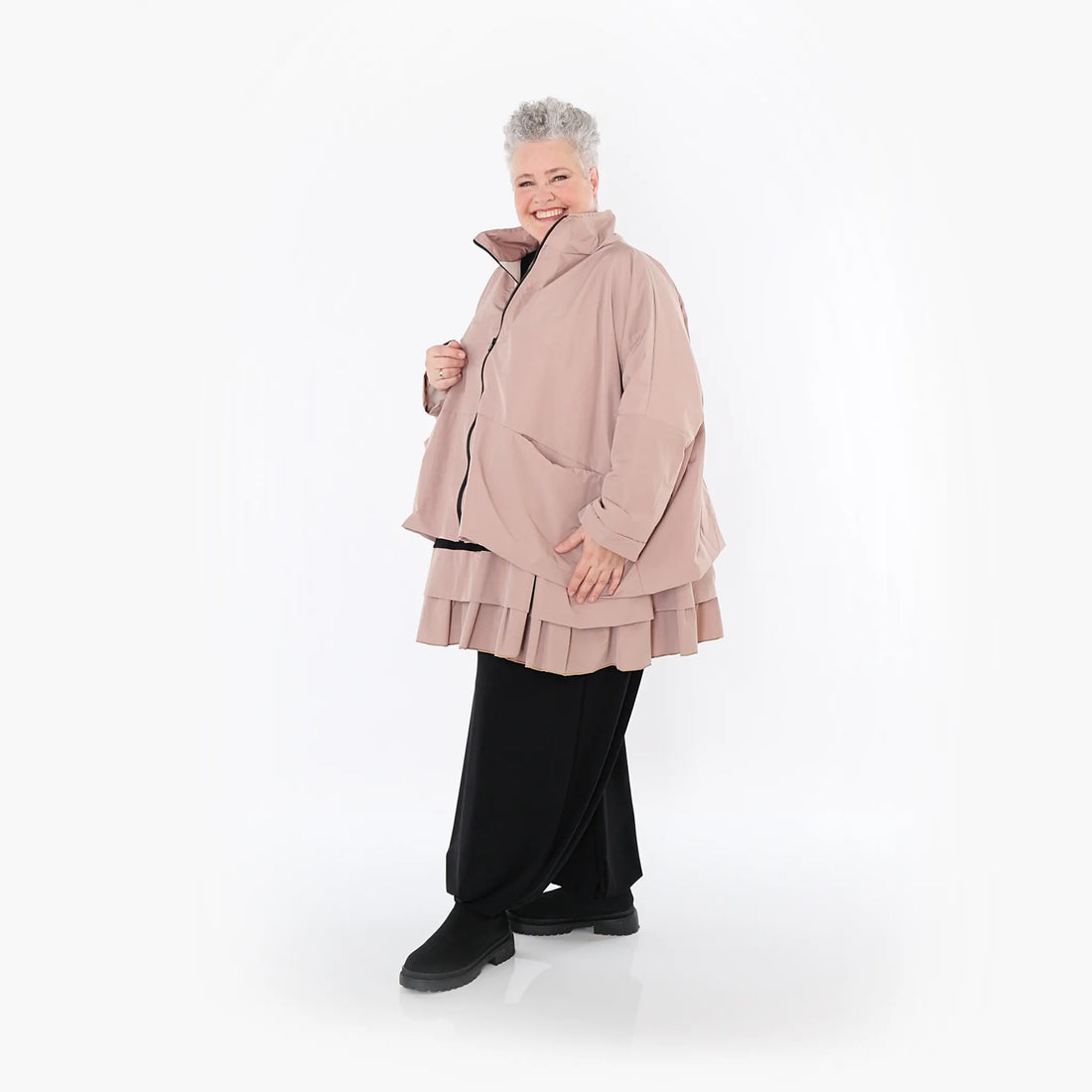  AKH Fashion Jacke in kastiger Form, aus Baumwolle, 1493.07104, Mauve, Ausgefallen, Zeitlos