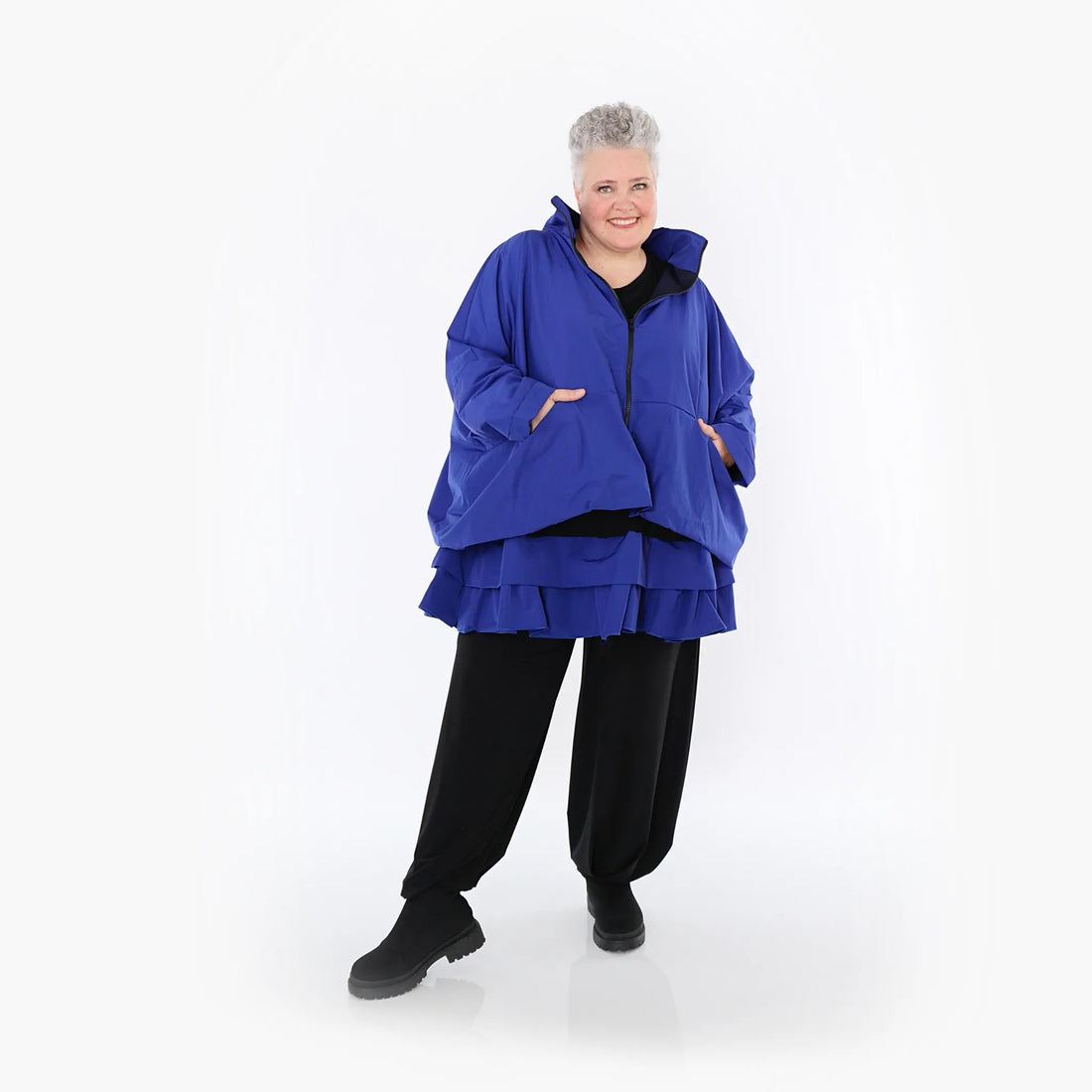  AKH Fashion Jacke in kastiger Form, aus Baumwolle, 1493.07104, Royalblau, Ausgefallen