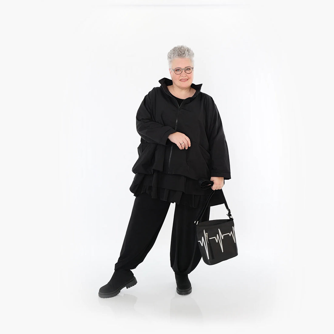  AKH Fashion Jacke in kastiger Form, aus Baumwolle, 1493.07104, Schwarz, Ausgefallen