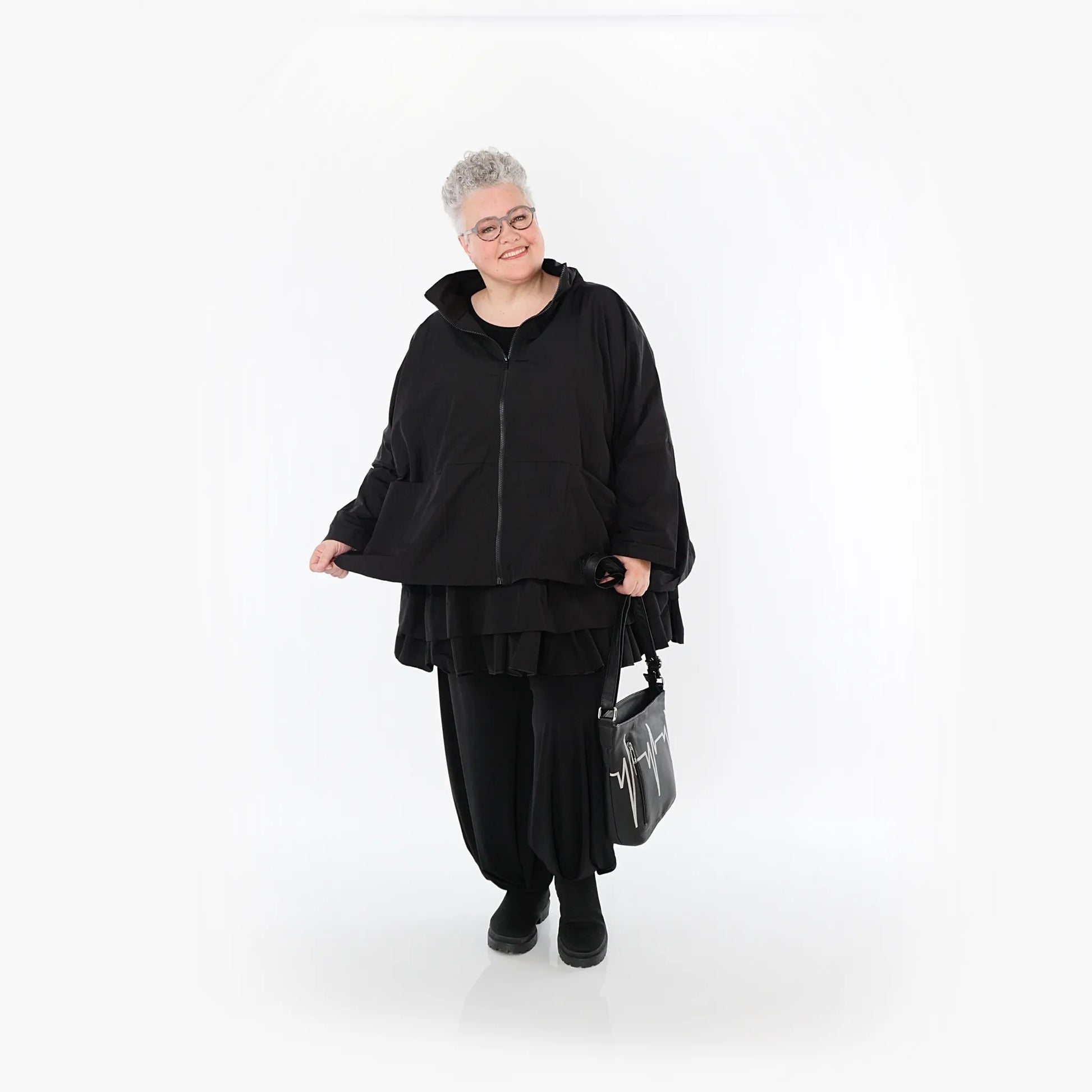  AKH Fashion Jacke in kastiger Form, aus Baumwolle, 1493.07104, Schwarz, Ausgefallen