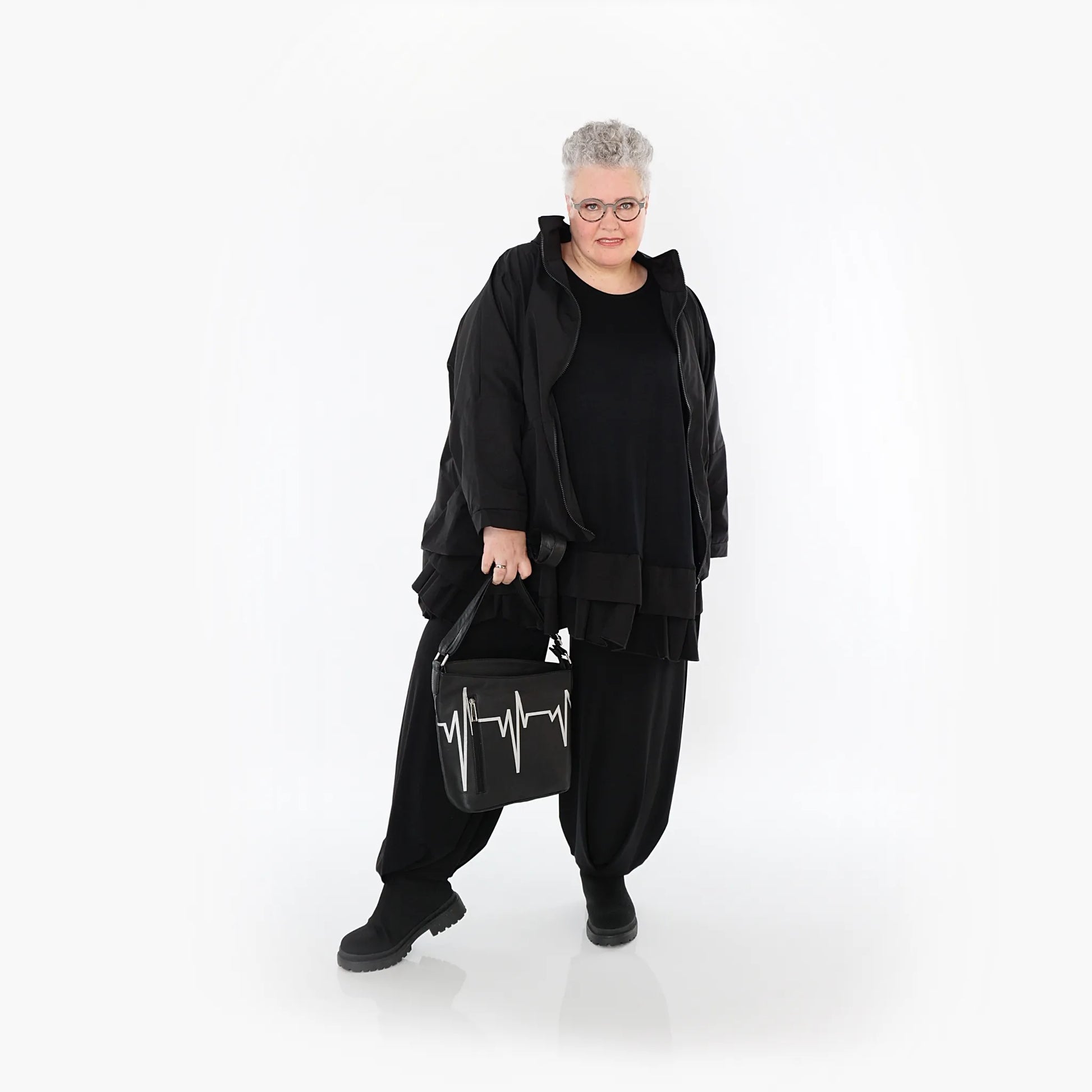  AKH Fashion Jacke in kastiger Form, aus Baumwolle, 1493.07104, Schwarz, Ausgefallen