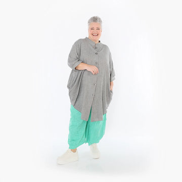  AKH Fashion Bluse in gerundeter Form, aus Baumwolle, 1501.07106, Grau, Ausgefallen, Schick