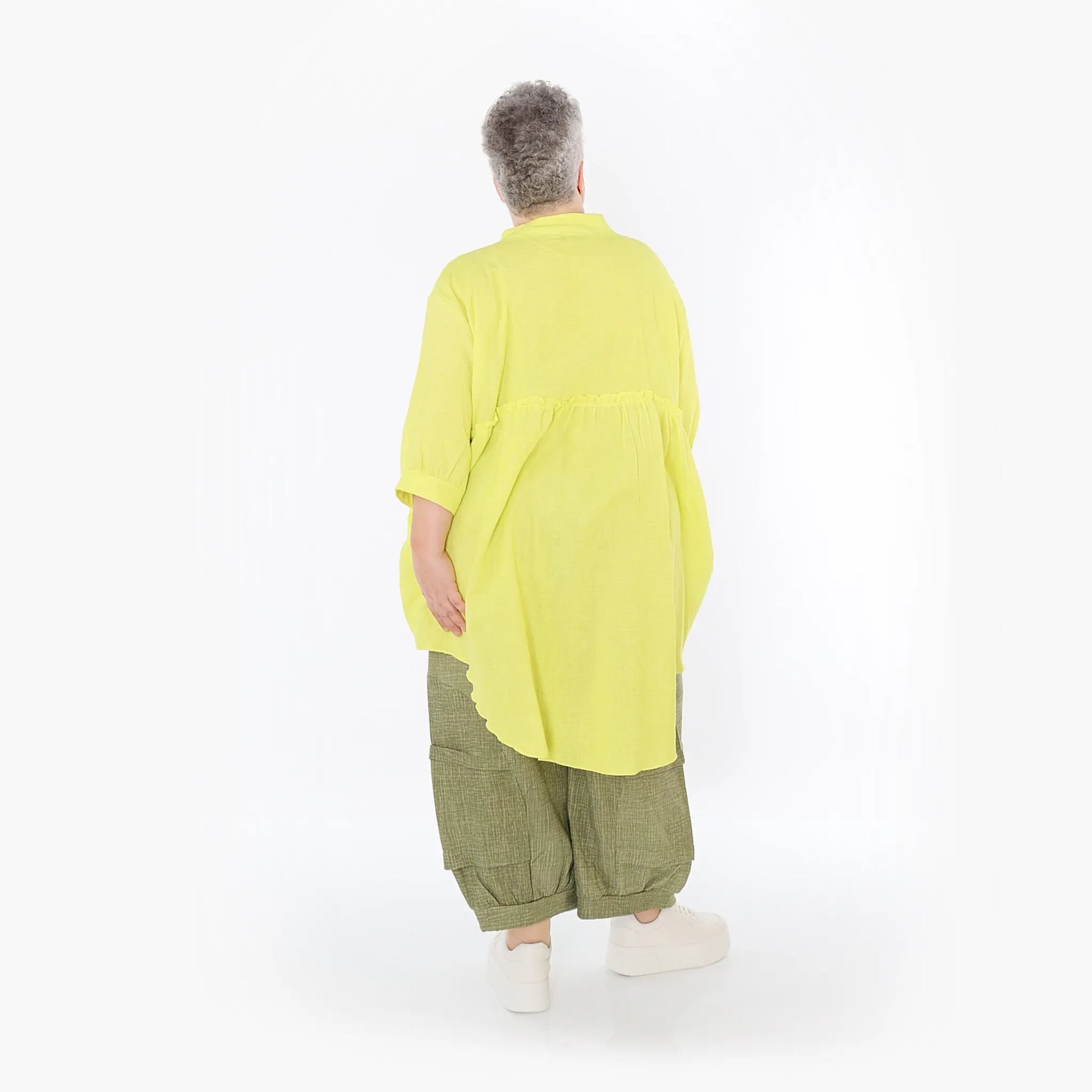  AKH Fashion Bluse in gerundeter Form, aus Baumwolle, 1501.07106, Lime, Ausgefallen, Schick
