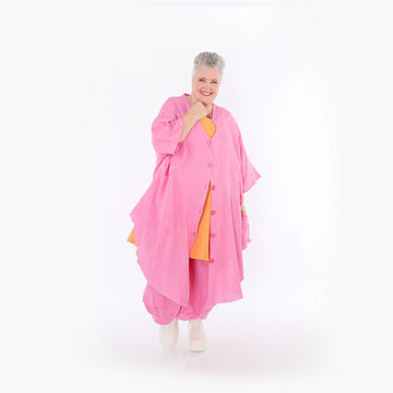  AKH Fashion Jacke in gerundeter Form, aus Baumwolle, 1501.07107, Fuchsia, Ausgefallen
