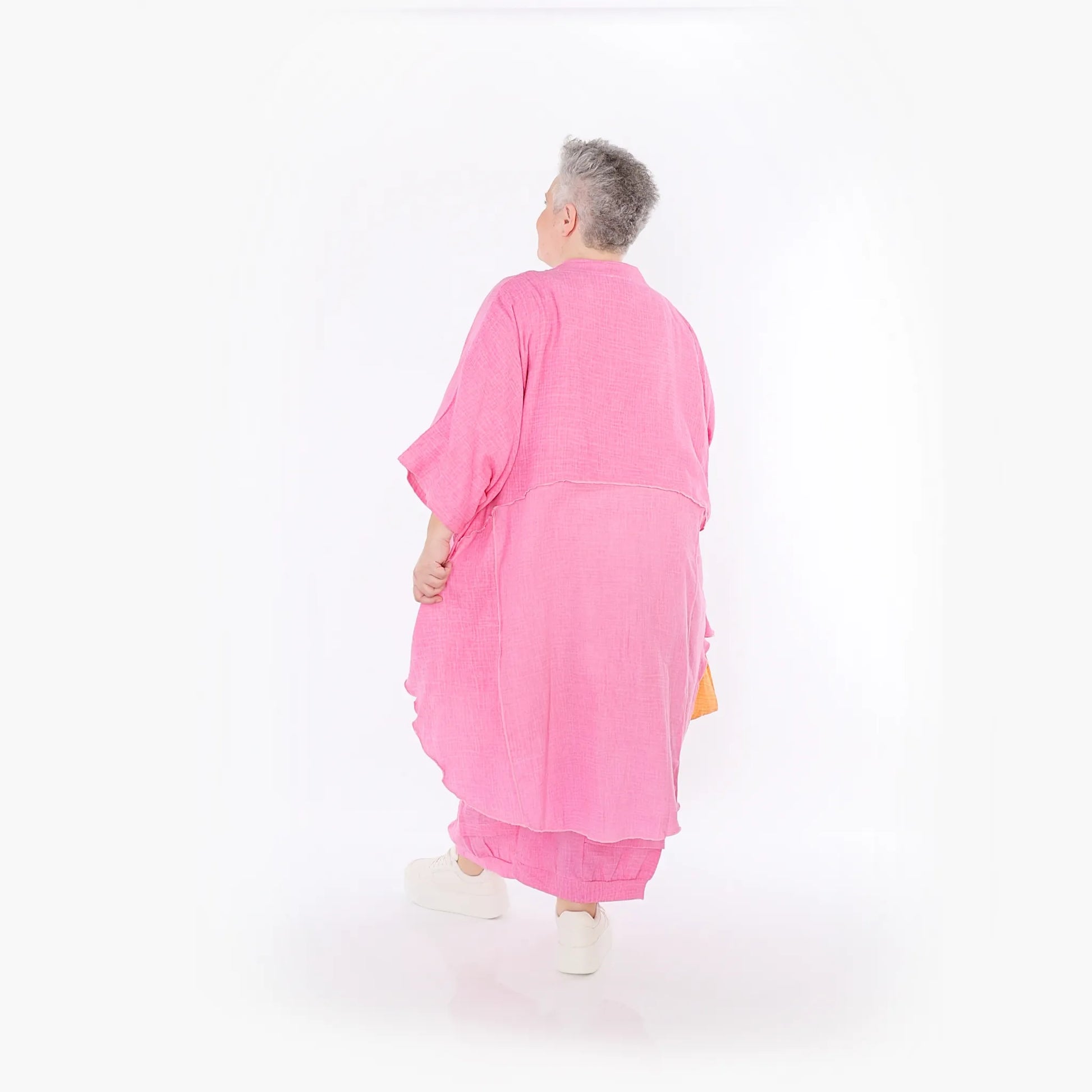  AKH Fashion Jacke in gerundeter Form, aus Baumwolle, 1501.07107, Fuchsia, Ausgefallen