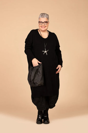  AKH Premium Kleid in gerader Form, aus Baumwolle, 1446.02319, Schwarz, Schick, Modern