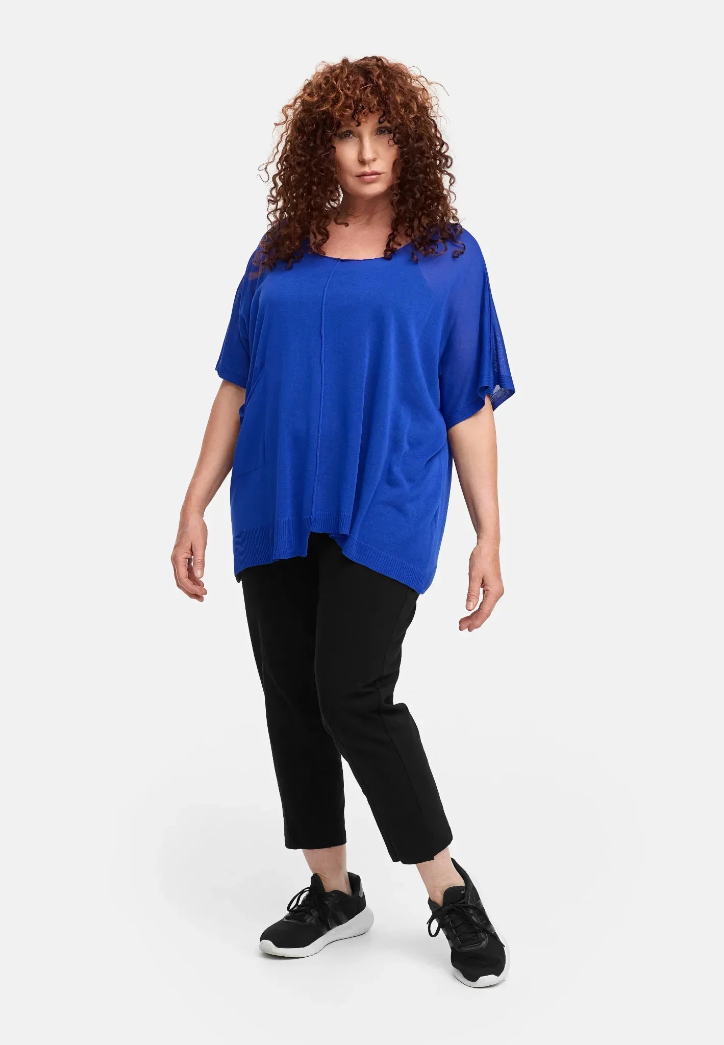  Amandine Pulli in kastiger Form, aus Viskose, A2802, Kobaltblau, Schick, Modern, Bequem