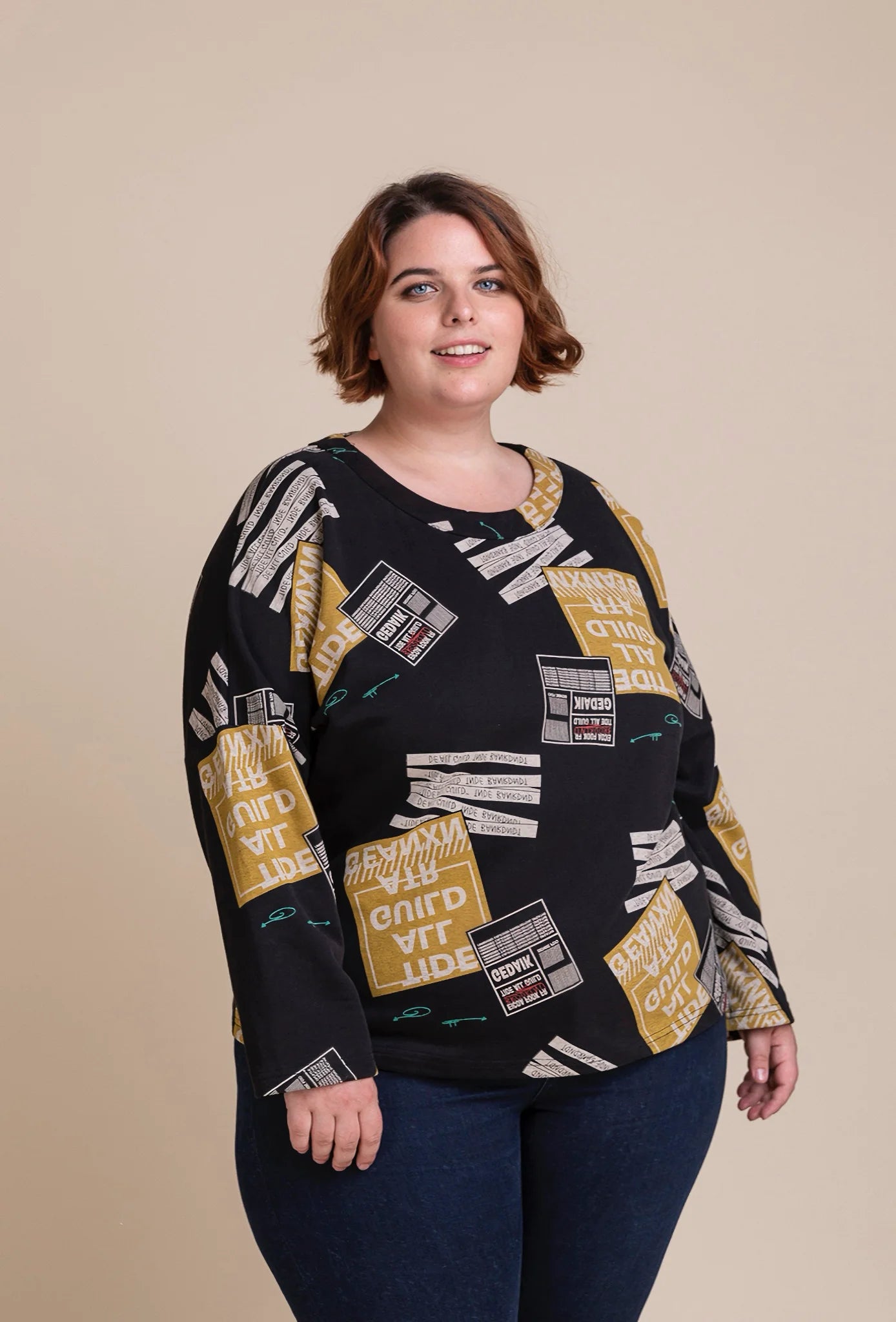  Pomme Rouge Shirt in gerader Form, aus Baumwolle, C6238, Schwarz-Multi, Muster, Schick