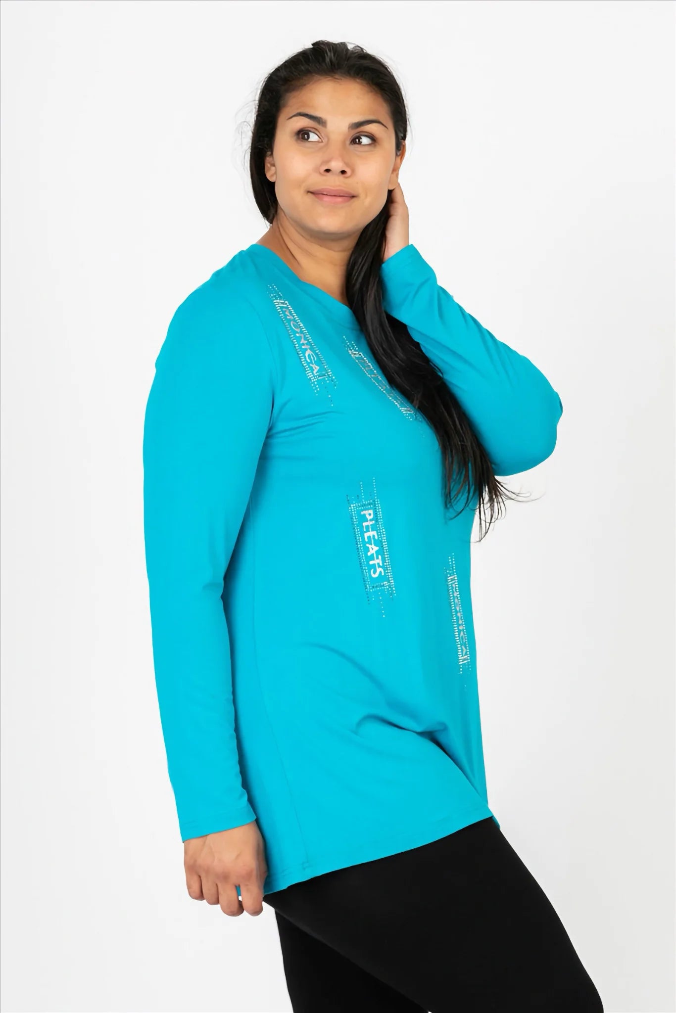  Pomme Rouge Shirt in gerader Form, aus Viskose, C6612, Türkis-Silber, Muster, Schick