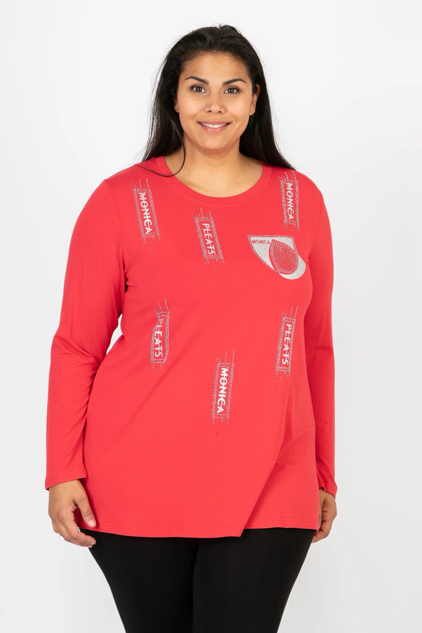  Pomme Rouge Shirt in gerader Form, aus Viskose, C6612, Rot-Silber, Muster, Schick, Modern