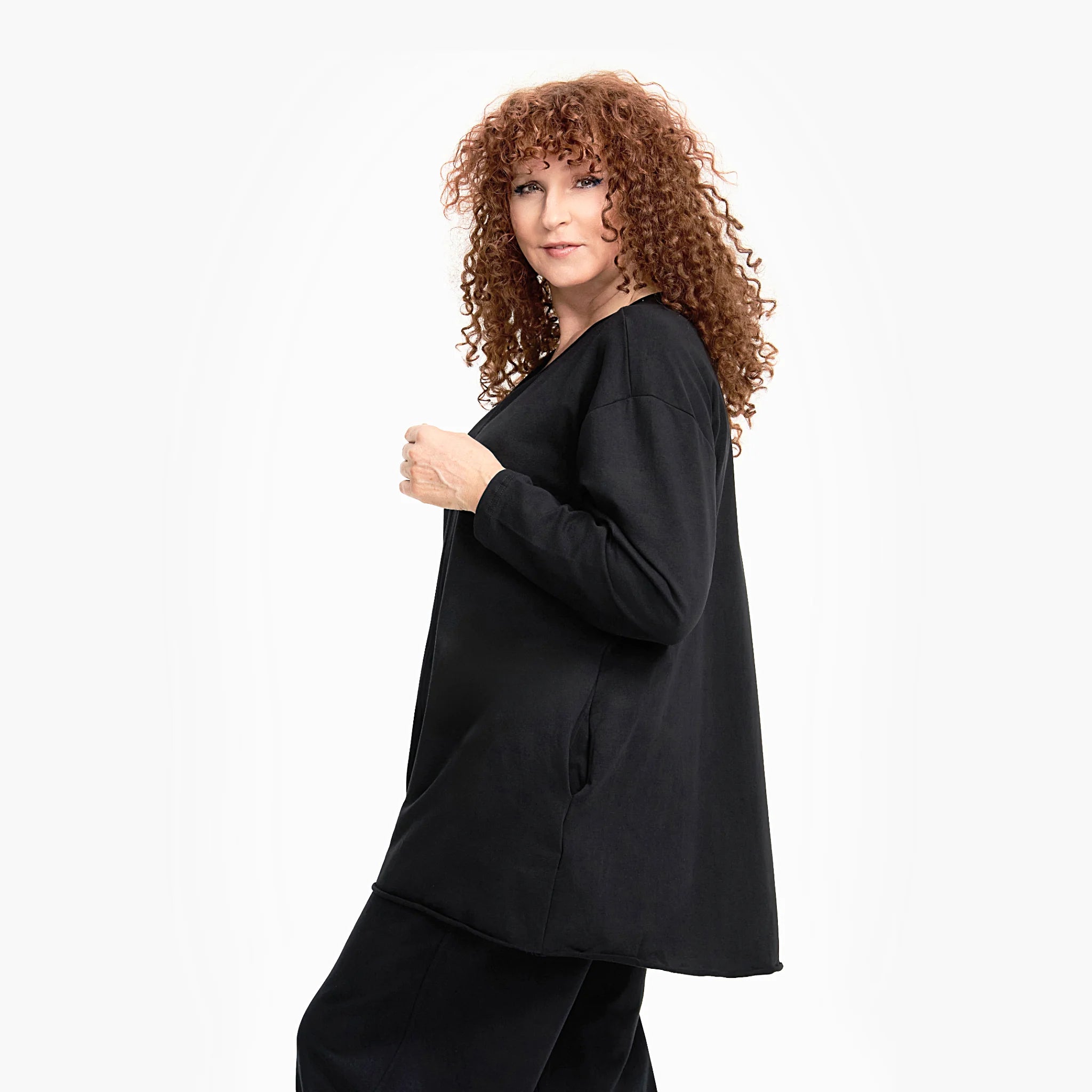  A-Form Shirt von Do Your Best aus Viskose, D719, Schwarz/Pink, Schick, Modern, Bequem
