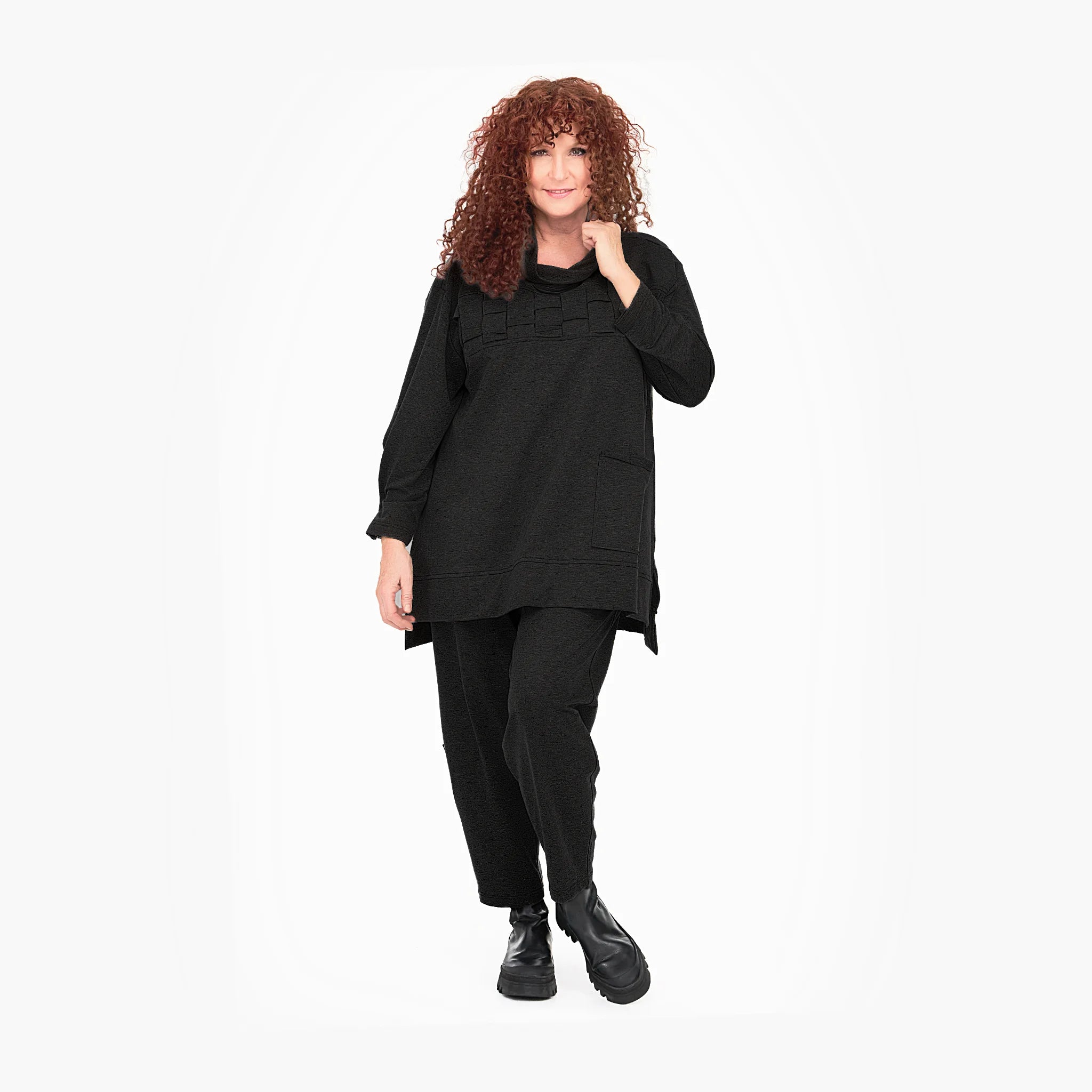  Do Your Best Shirt in gerader Form, aus Viskose, D745, Schwarz, Schick, Modern, Bequem