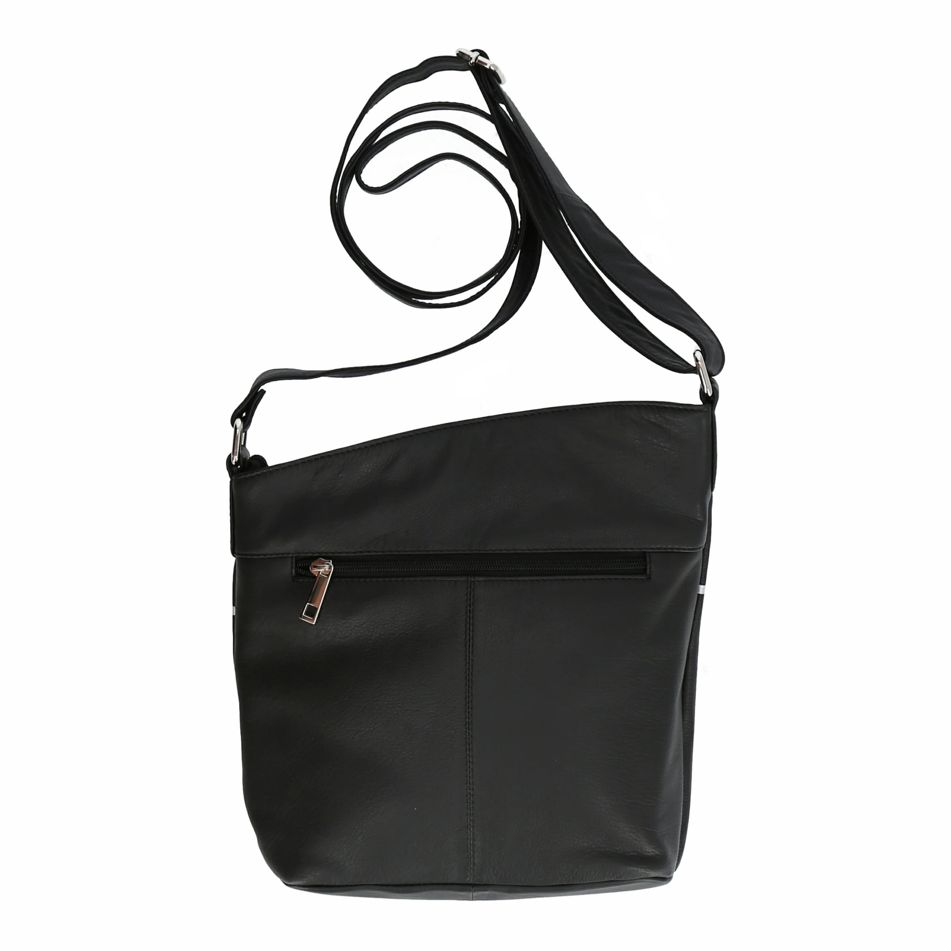  Moderne Nappa Echtleder Tasche in Schwarz mit elegantem Grafik-Design für jeden Anlass