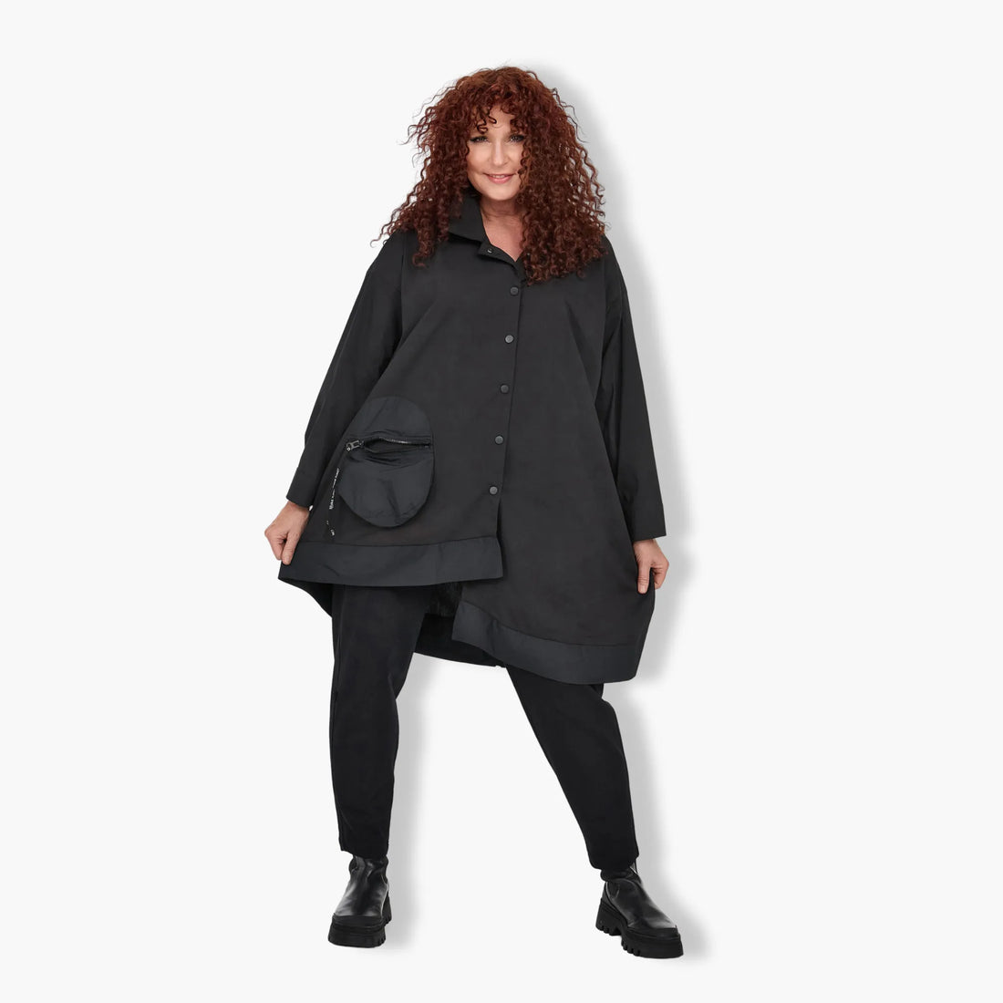  A-Form Bluse von Divas Planet aus Baumwolle, DP70087, Schwarz, Schick, Modern, Bequem