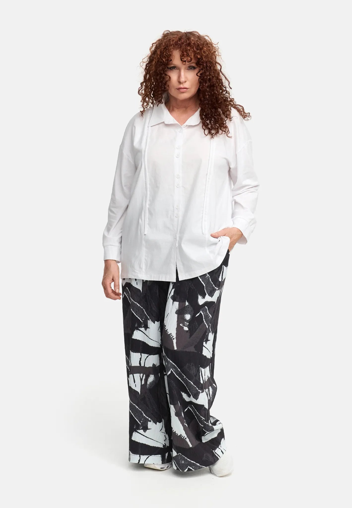 Do Your Best Bluse in gerader Form, aus Baumwolle, D932, Weiß, Ausgefallen, Zeitlos